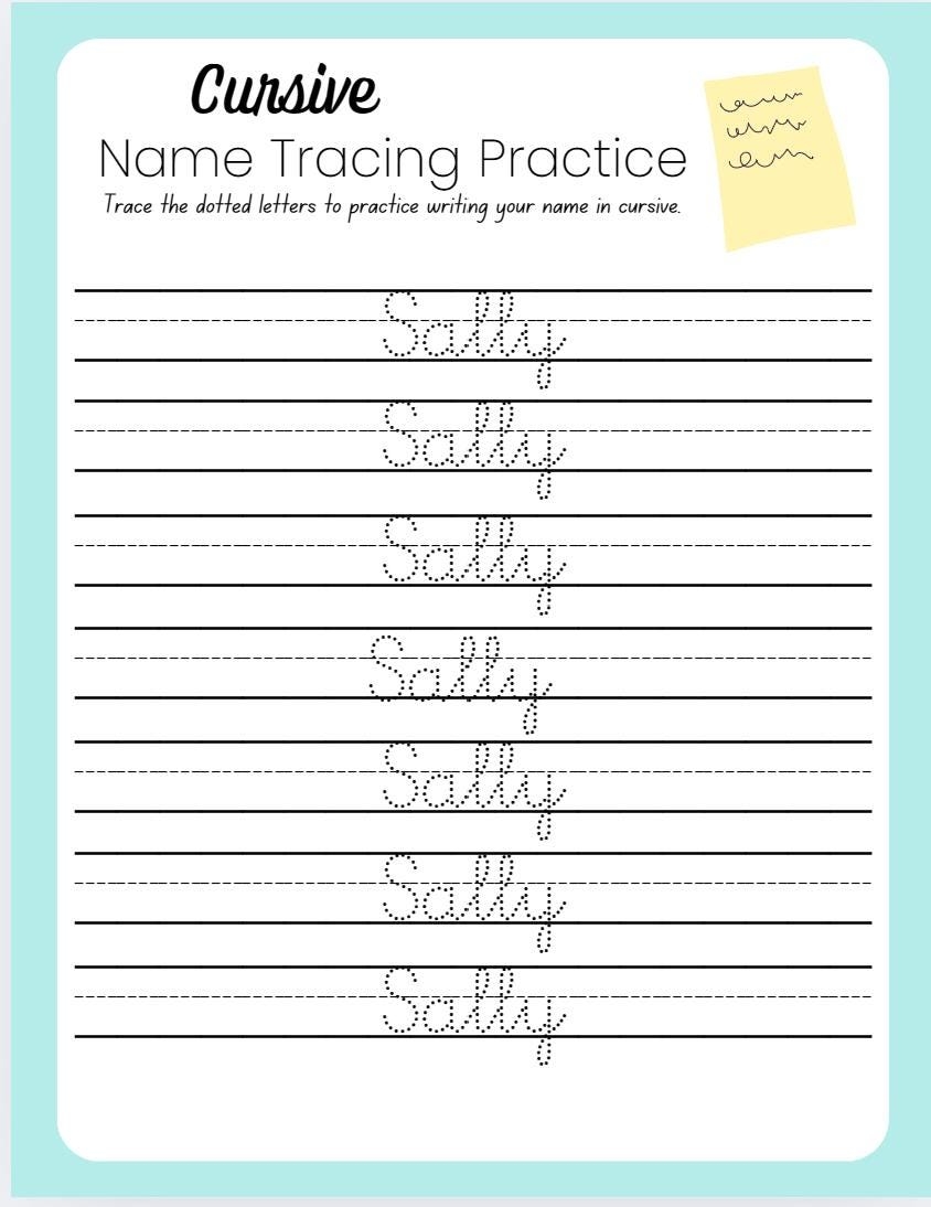 Free Editable Cursive Name Tracing Sheets
