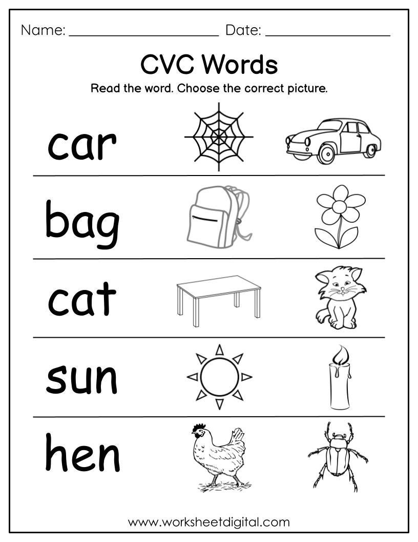 CVC Words Phonics Worksheets Kindergarten Read Choose digital Download Etsy CVC Words Phonics Worksheets Kindergarten Read Choose digital Download Etsy