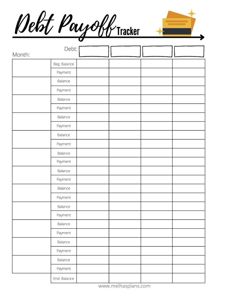 Debt Payoff Tracker Printable MelHasPlans Debt Payoff Worksheets Library