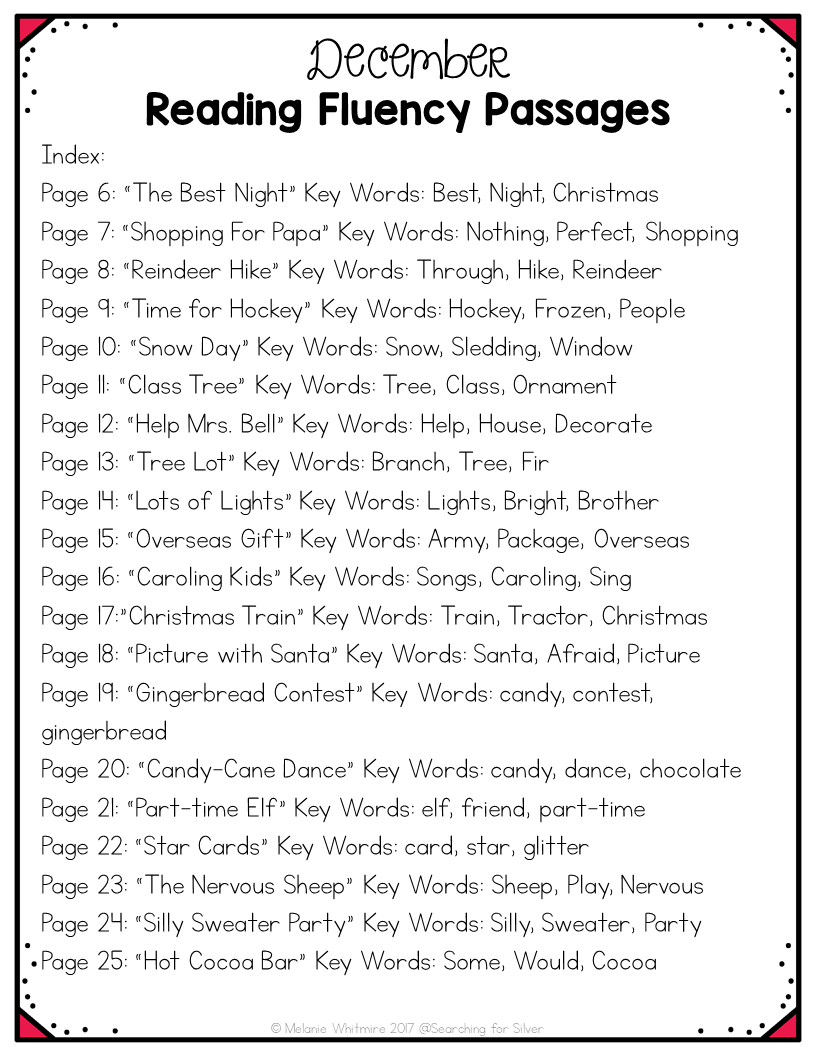 December Reading Fluency Passages Made By Teachers December Reading Fluency Passages Made By Teachers