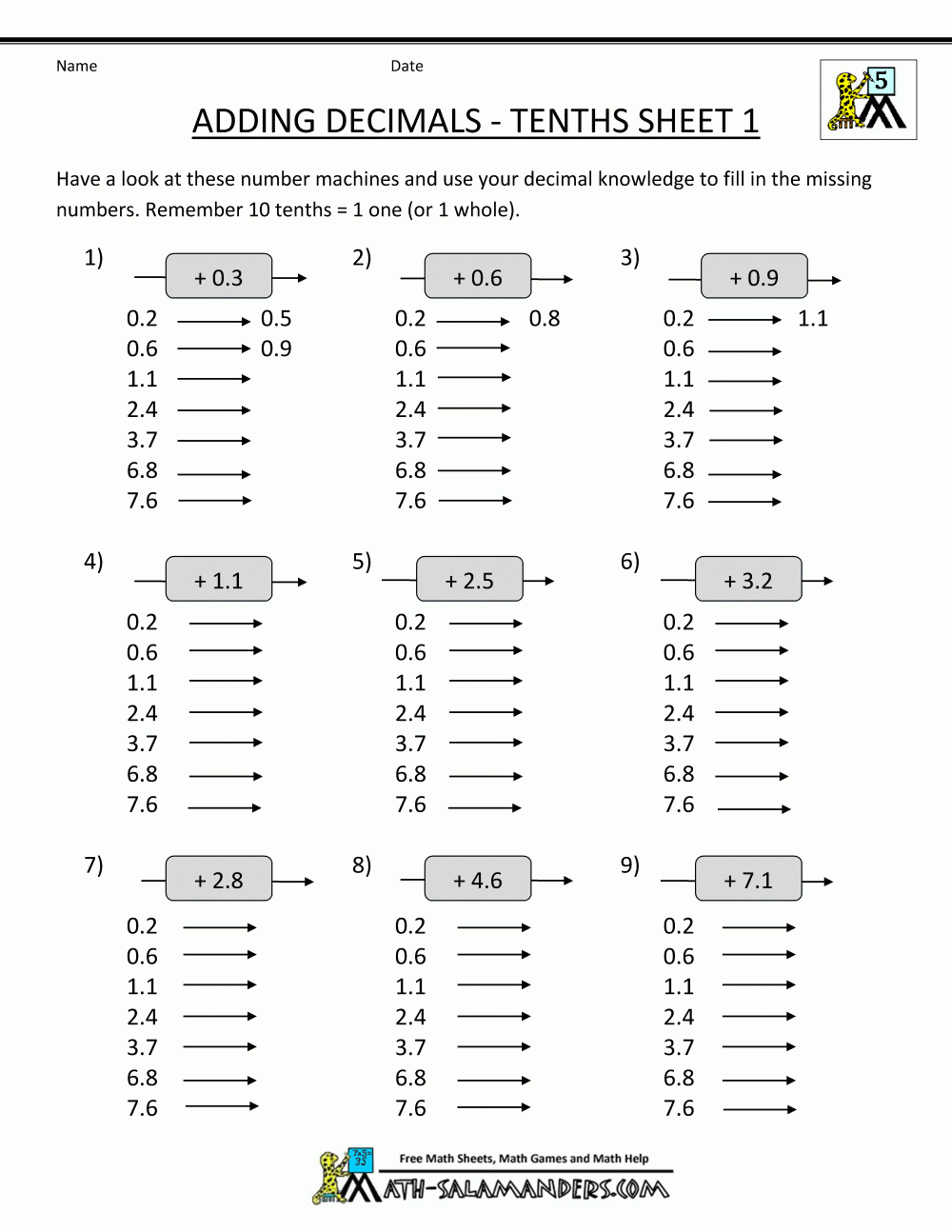 Decimal Addition Worksheets 5th Grade Decimal Addition Worksheets 5th Grade