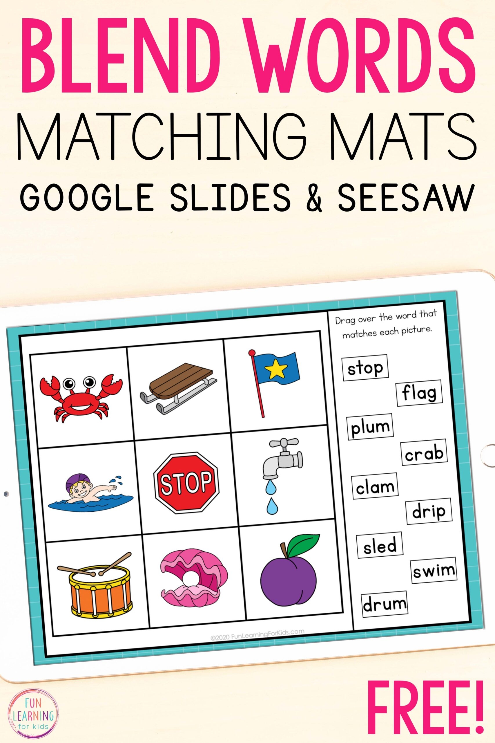 Digital Blend Words Matching Mats For Kindergarten Digital Blend Words Matching Mats For Kindergarten