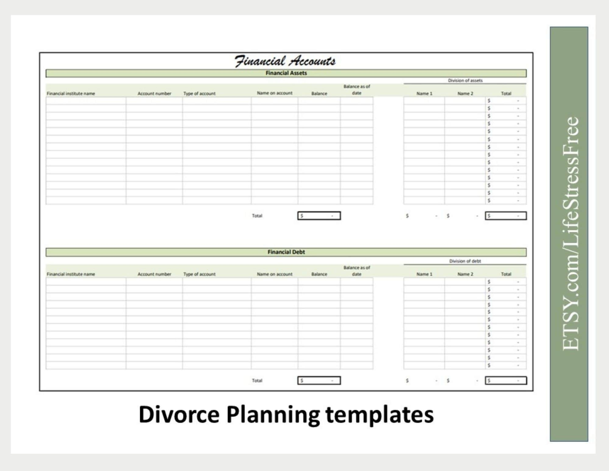 Divorce Planner Divorce Spreadsheet Custody Calendar Child Custody Property Division Child Support Coparenting Guide Living Expenses Etsy