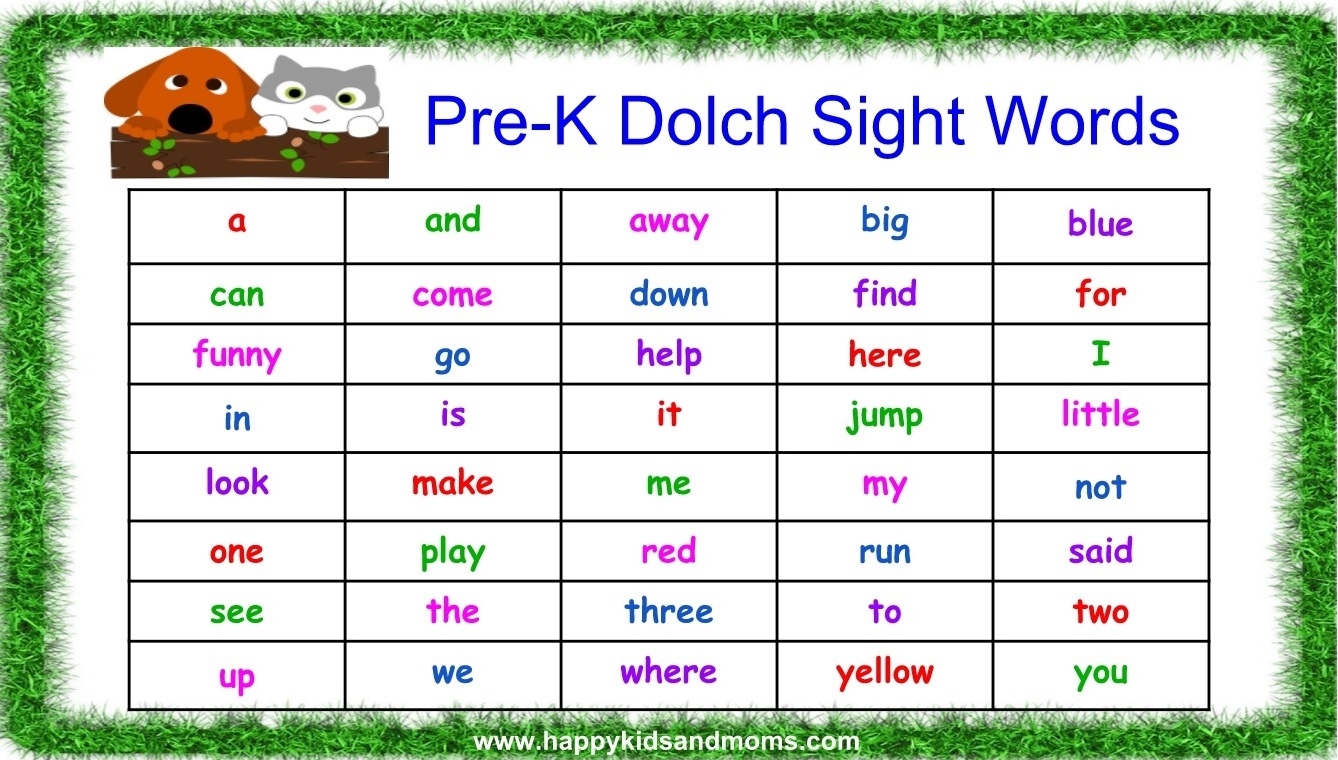 Dolch Sight Words PreK Flash Cards Happy Kids And Moms Dolch Sight Words PreK Flash Cards Happy Kids And Moms