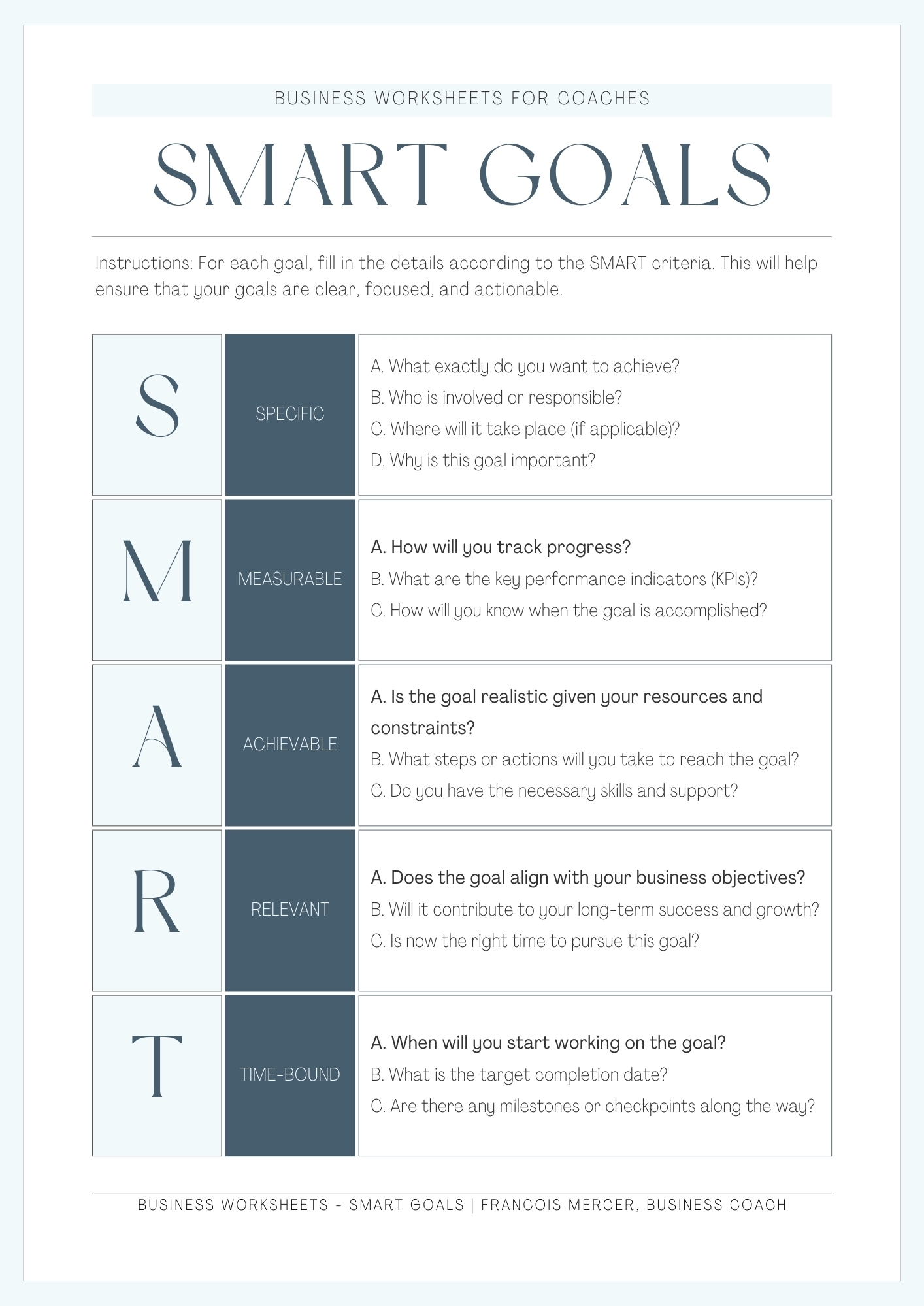 Download A SMART Goals Worksheet Or Editable Template Download A SMART Goals Worksheet Or Editable Template