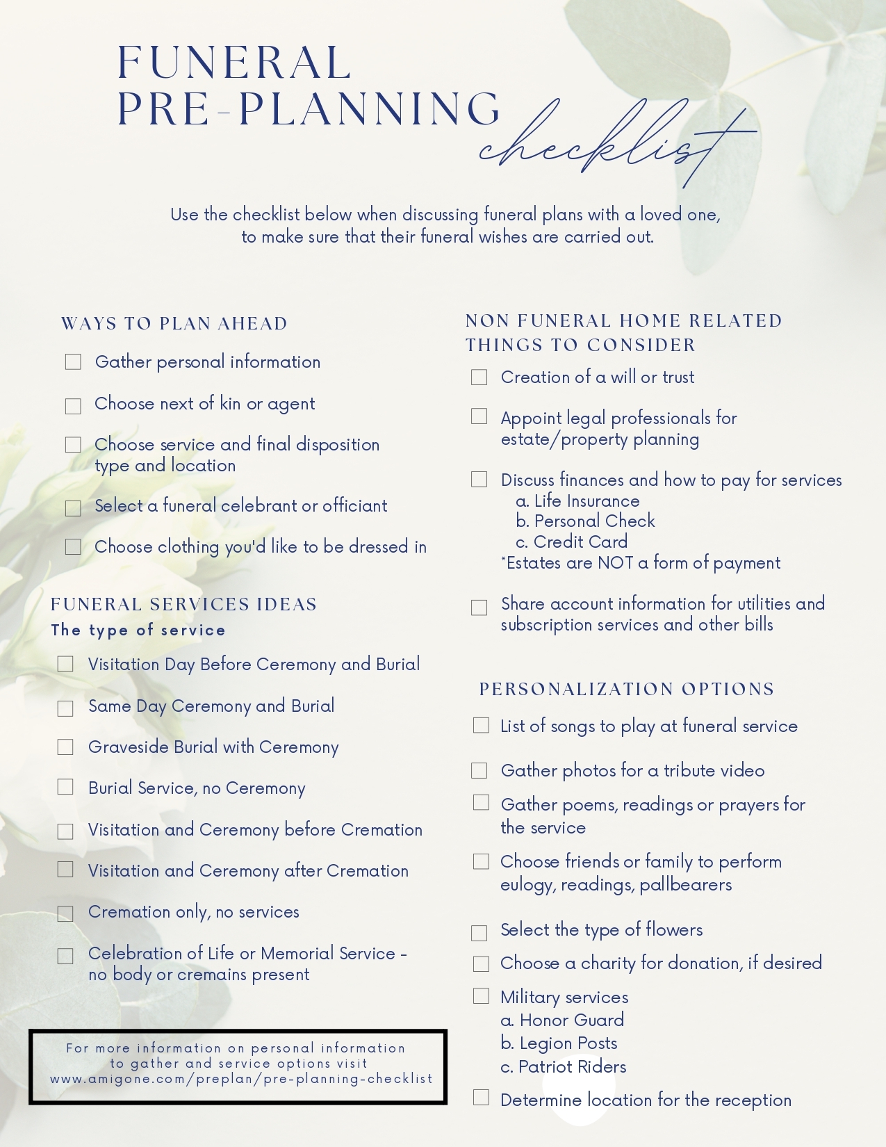 Download Our FREE Funeral Pre Planning Checklist Here Worksheets Library