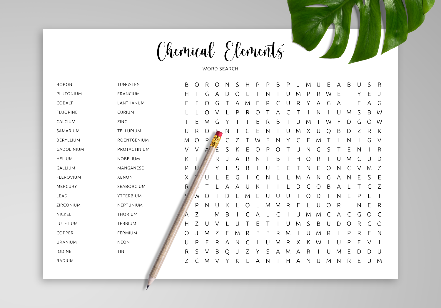 Download Printable Chemical Elements Word Search In PDF Download Printable Chemical Elements Word Search In PDF