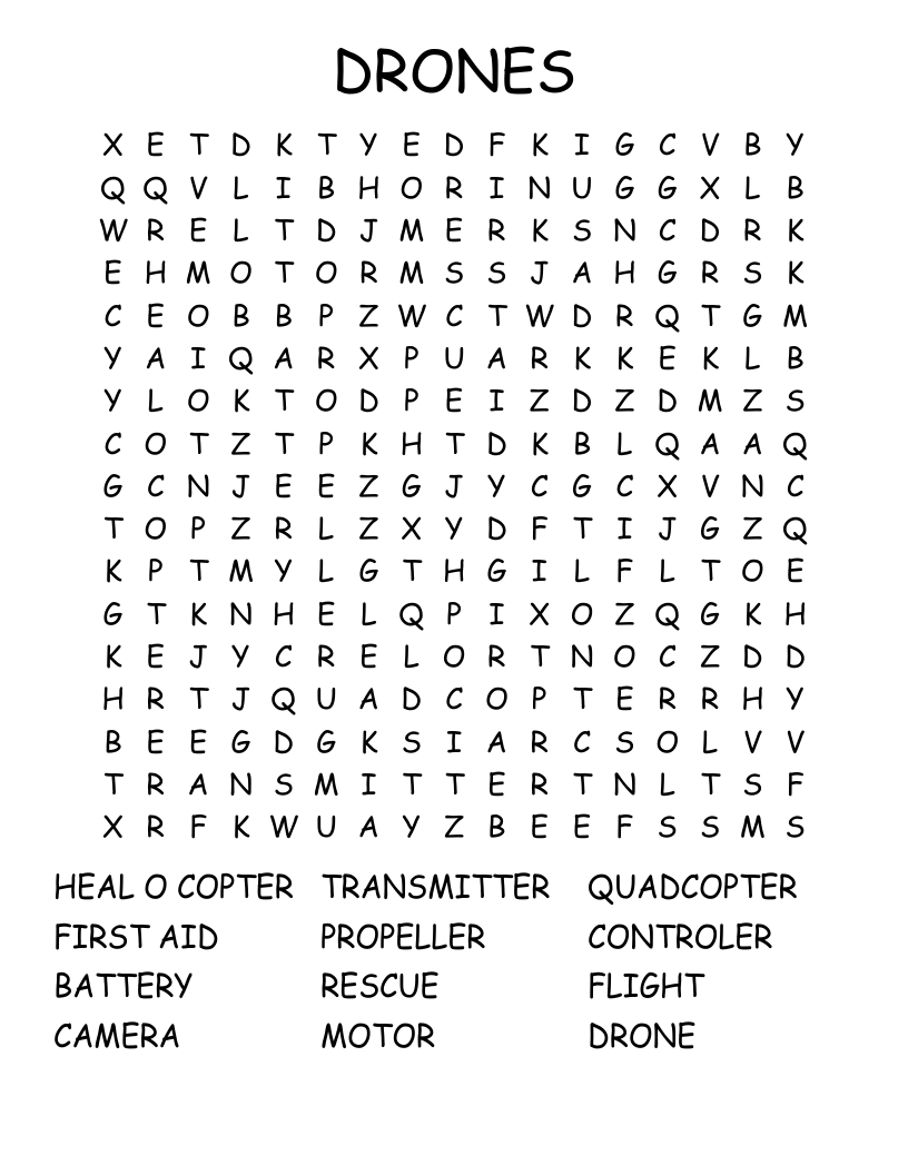 DRONES Word Search WordMint