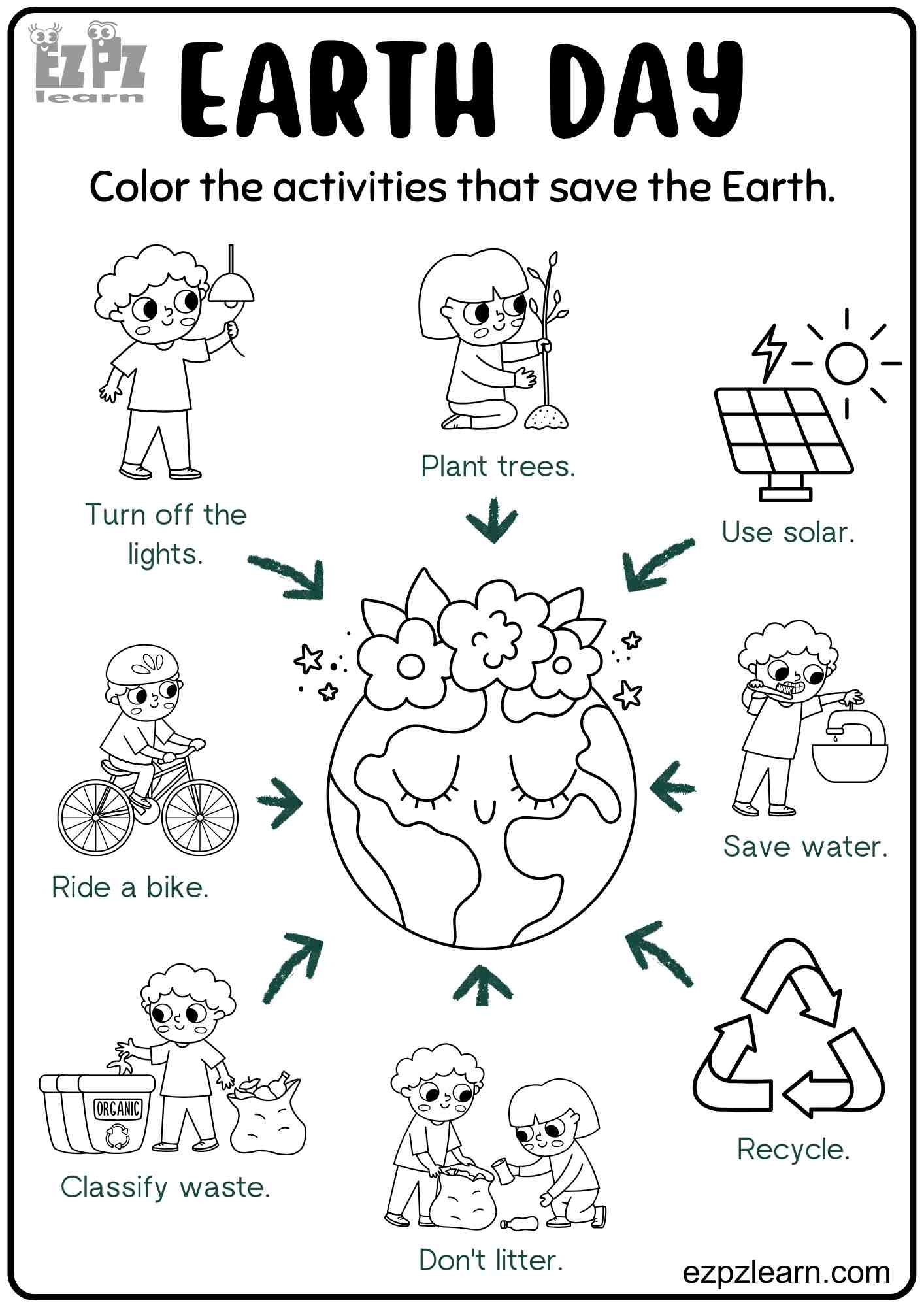 Earth Day Color The Activities For Kids Free Printable PDF Ezpzlearn