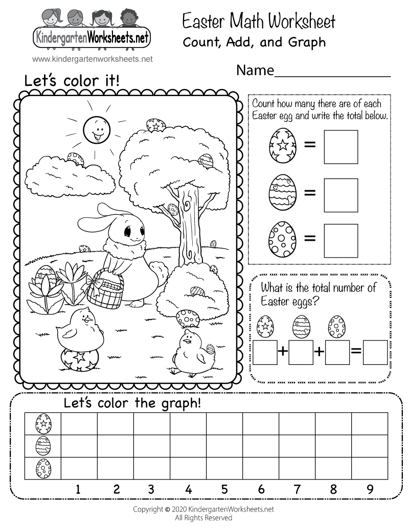 Easter Addition Worksheets For Kindergarten