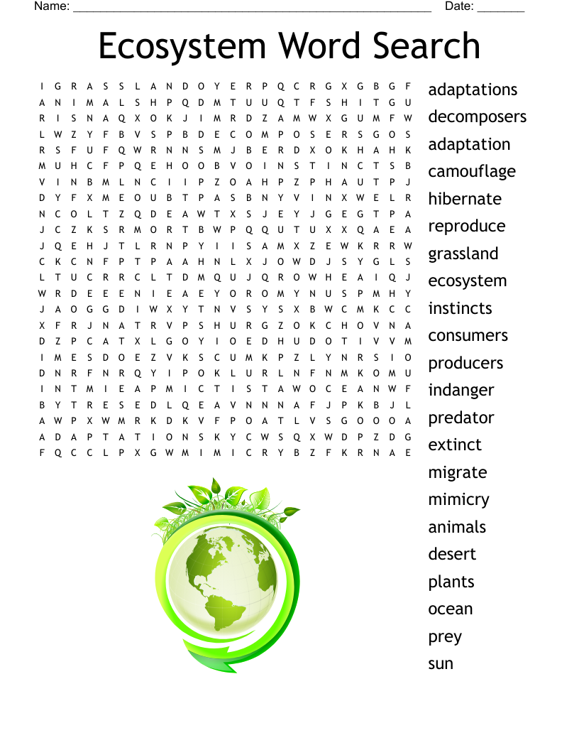 Ecosystem Word Search