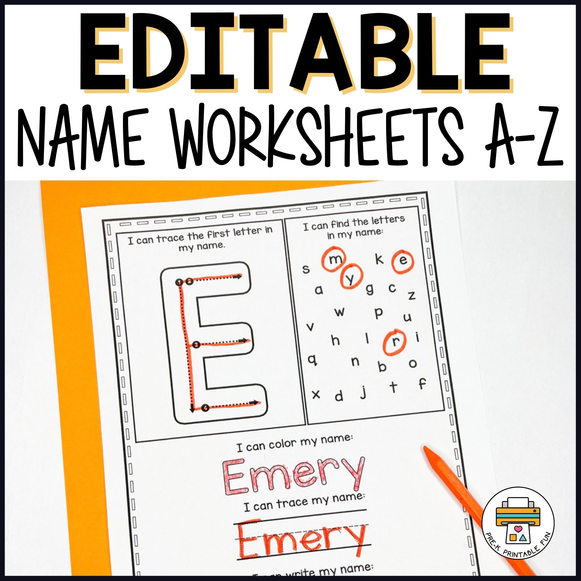 Printable Name Practice Worksheets