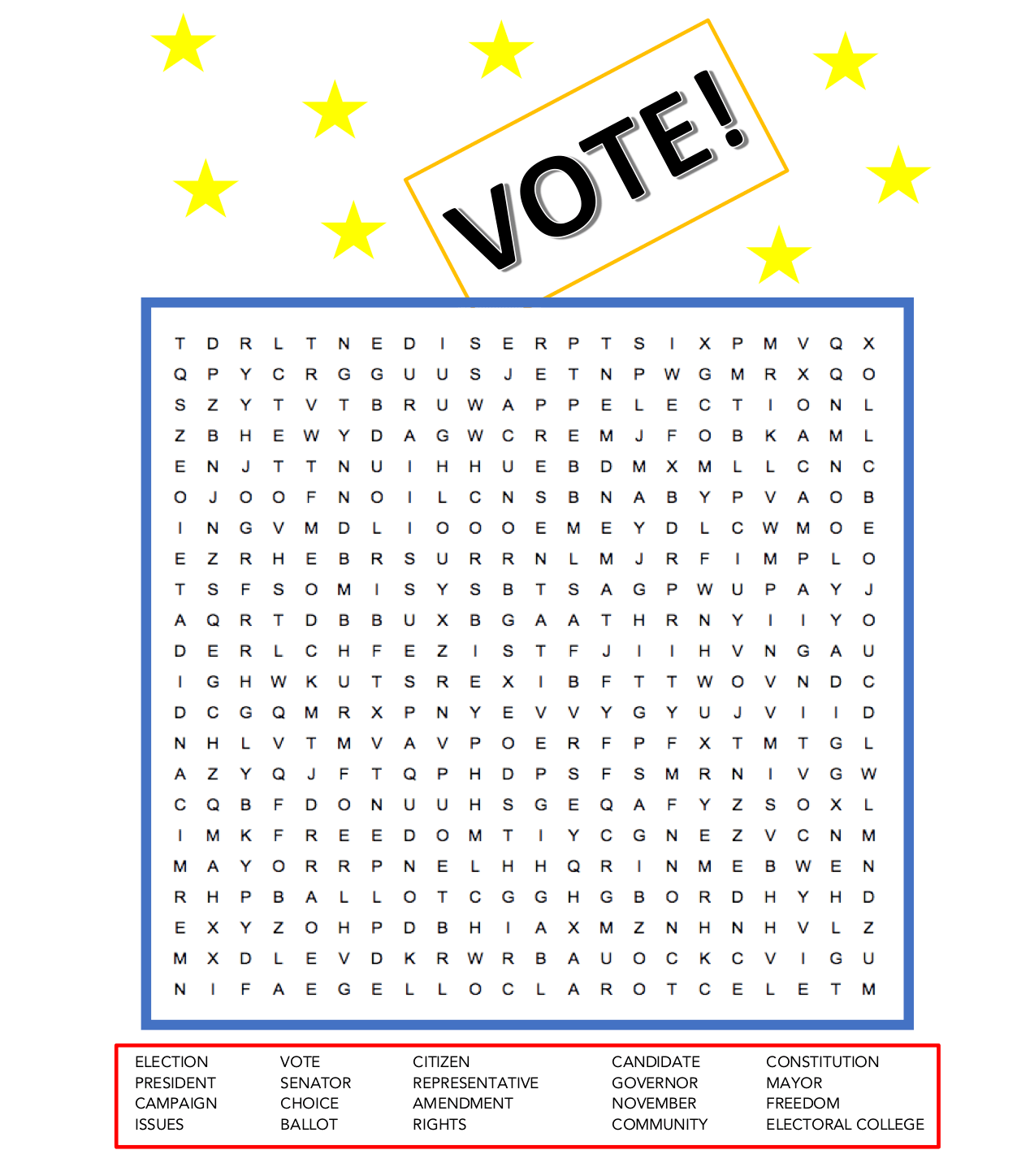 Election Word Search Puzzle Election Word Search Puzzle