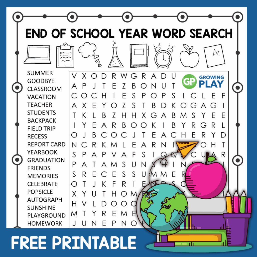 end of year word search