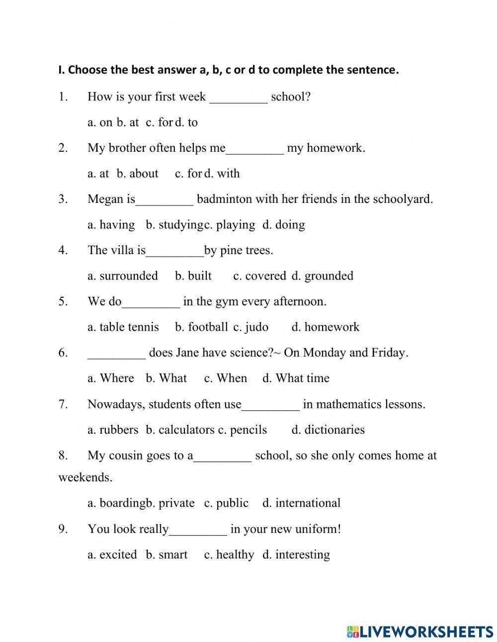 6th grade english worksheets