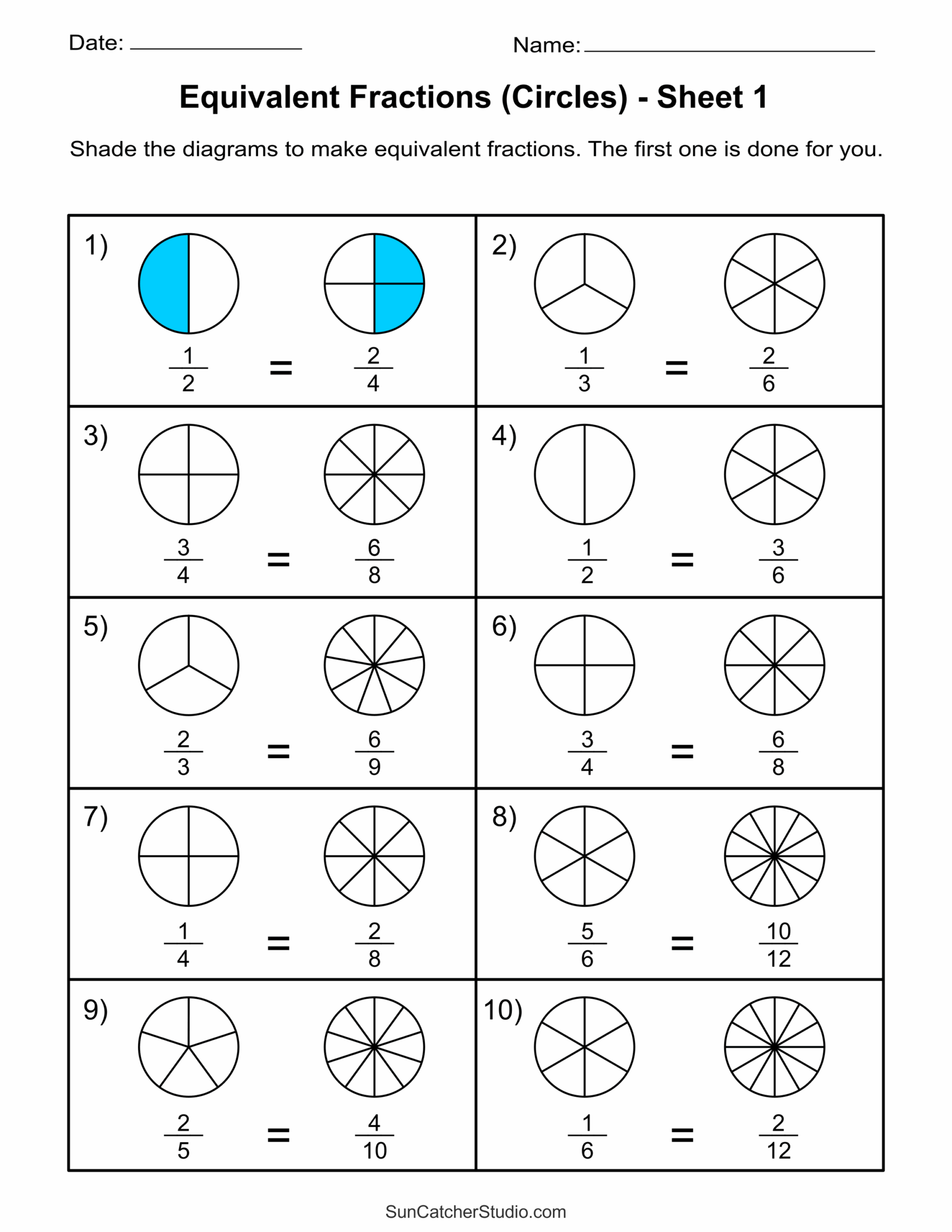 Equivalent Fractions Finding And Writing Equal Fractions Free Printables Monograms Design Tools Patterns DIY Projects
