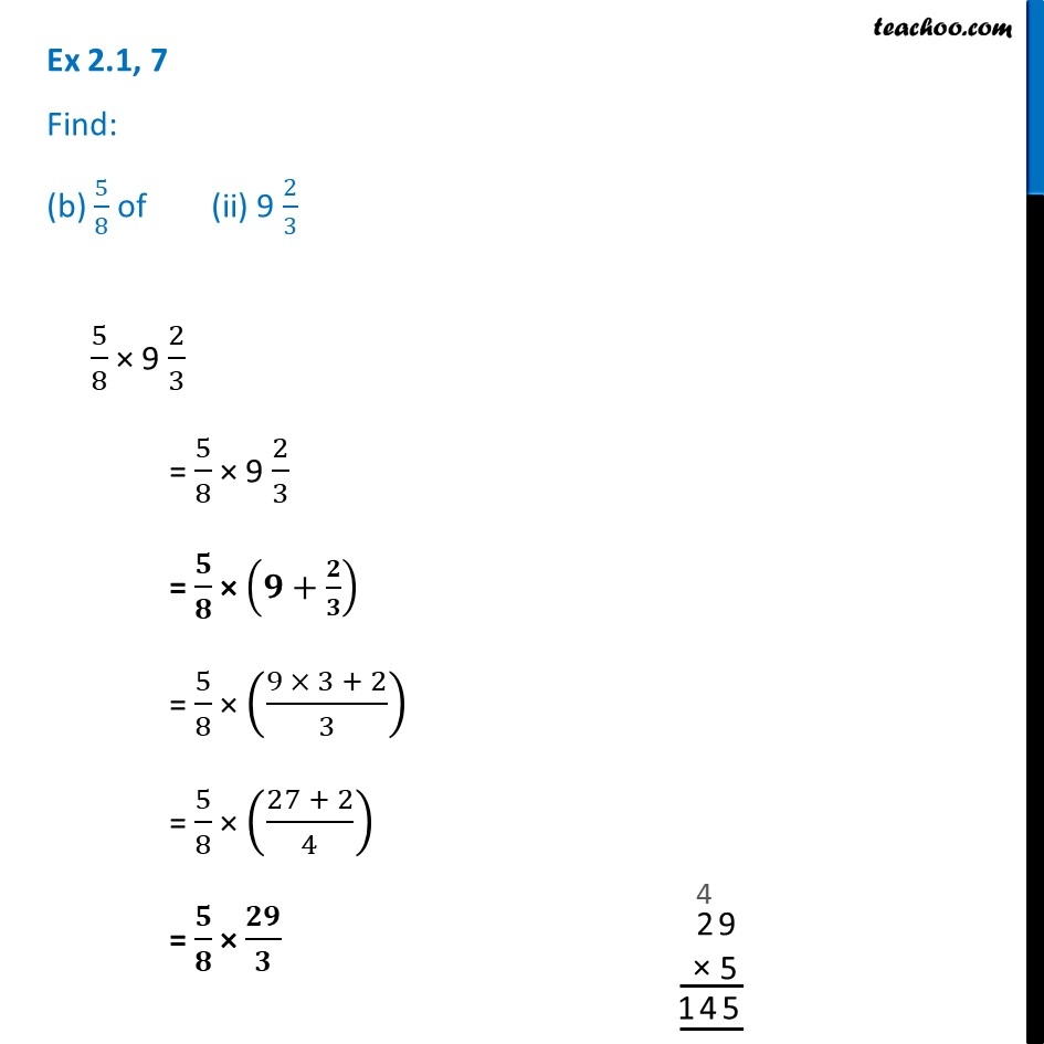 Ex 2 1 7 Find b 5 8 Of i 3 5 6 Fractions And Decimals Ex 2 1 7 Find b 5 8 Of i 3 5 6 Fractions And Decimals