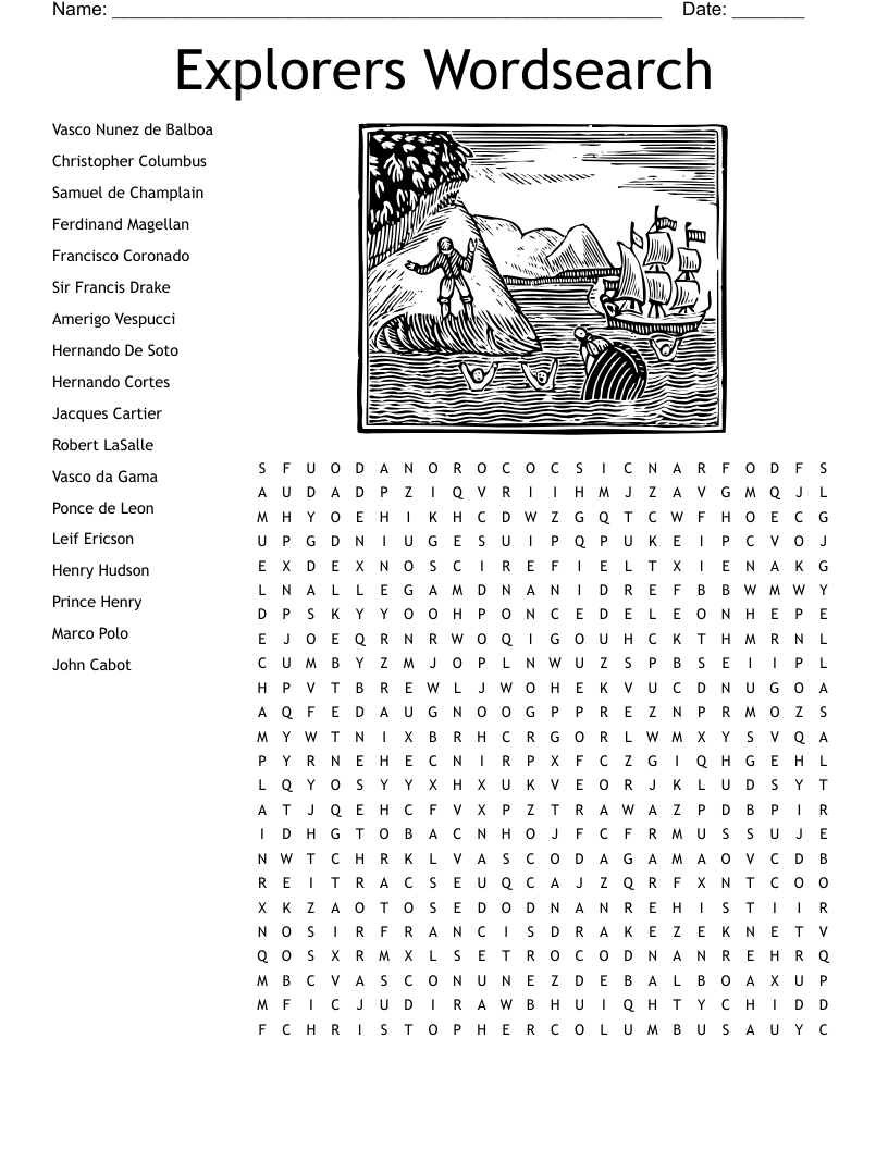 Explorers Wordsearch WordMint