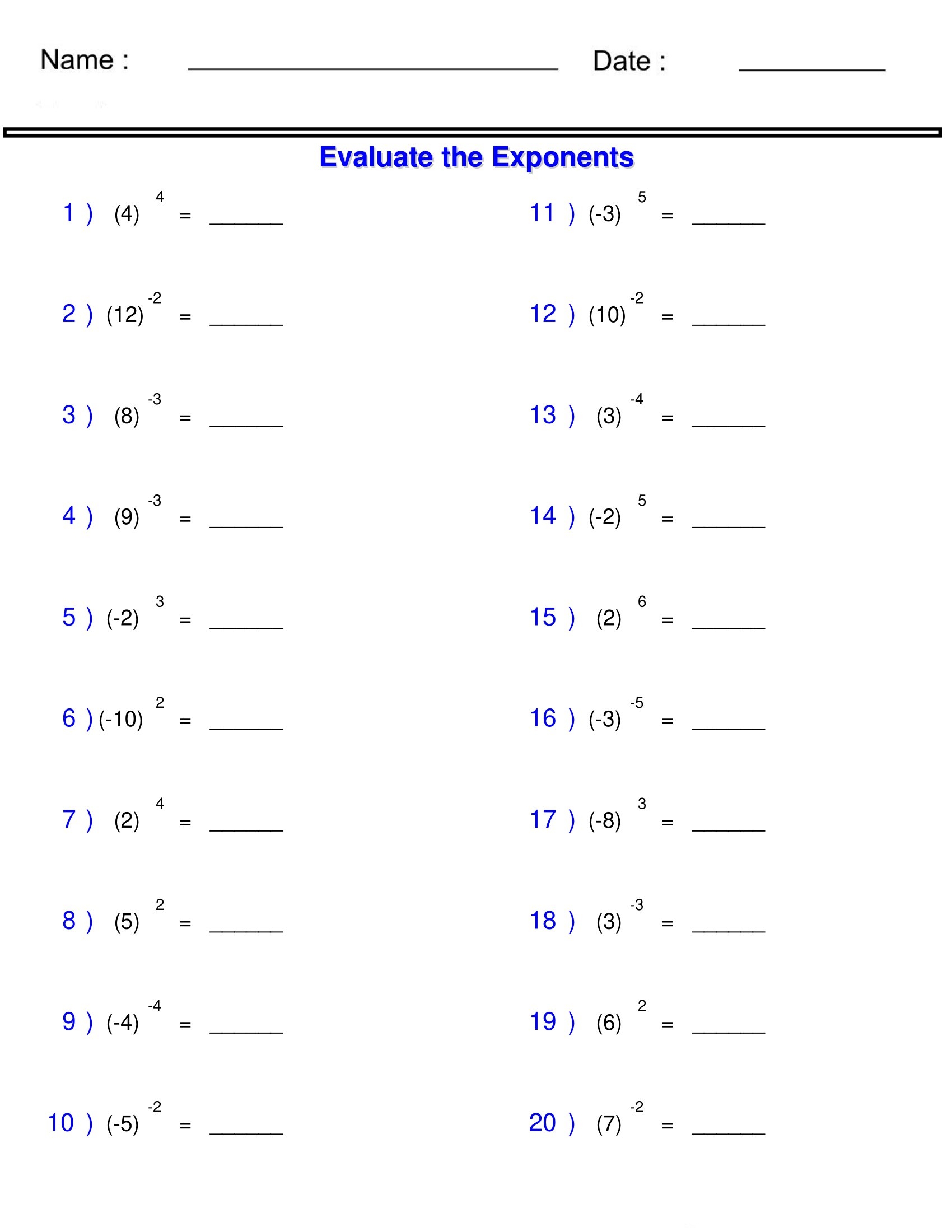 Exponents And Radicals Worksheets Solving Integers With Exponents Worksheets Made By Teachers Exponents And Radicals Worksheets Solving Integers With Exponents Worksheets Made By Teachers