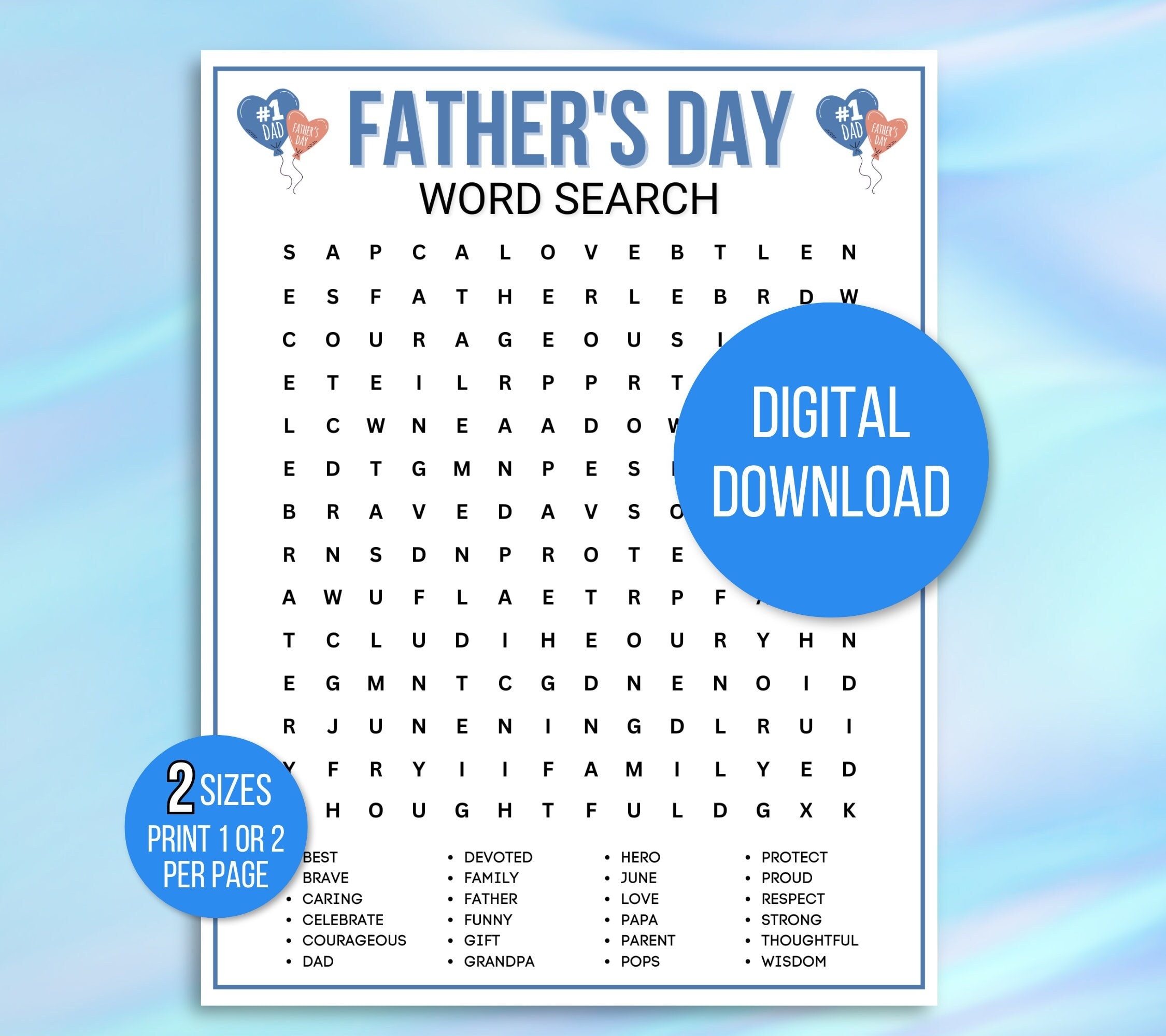 father's day word search father's day word search