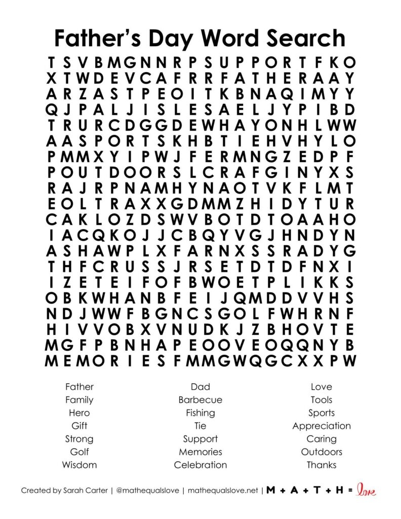 Father s Day Word Search Puzzle Free PDF Father s Day Word Search Puzzle Free PDF
