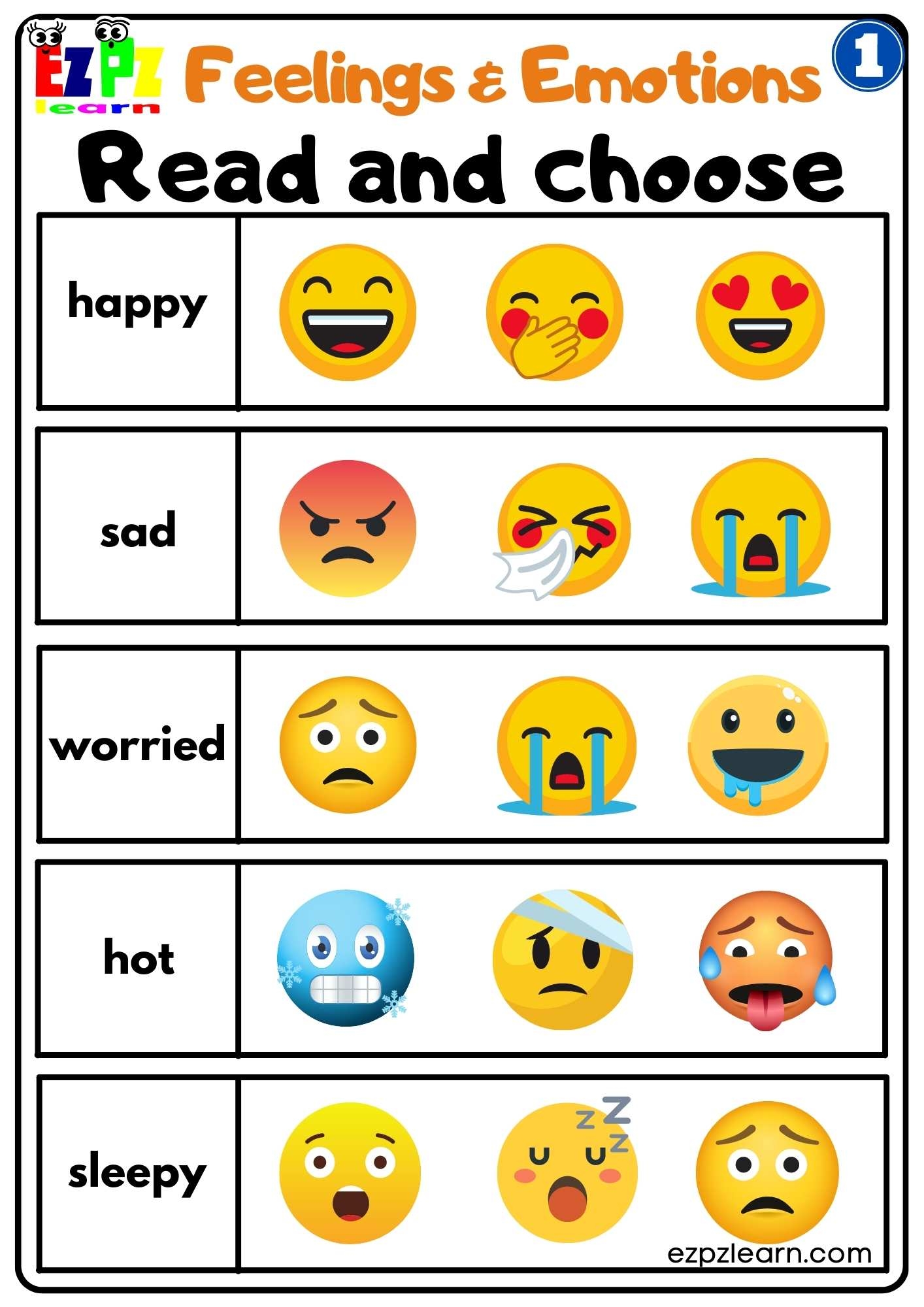Feelings And Emotions Read And Choose Worksheet For Children And ESL Students Free PDF Download Ezpzlearn Feelings And Emotions Read And Choose Worksheet For Children And ESL Students Free PDF Download Ezpzlearn