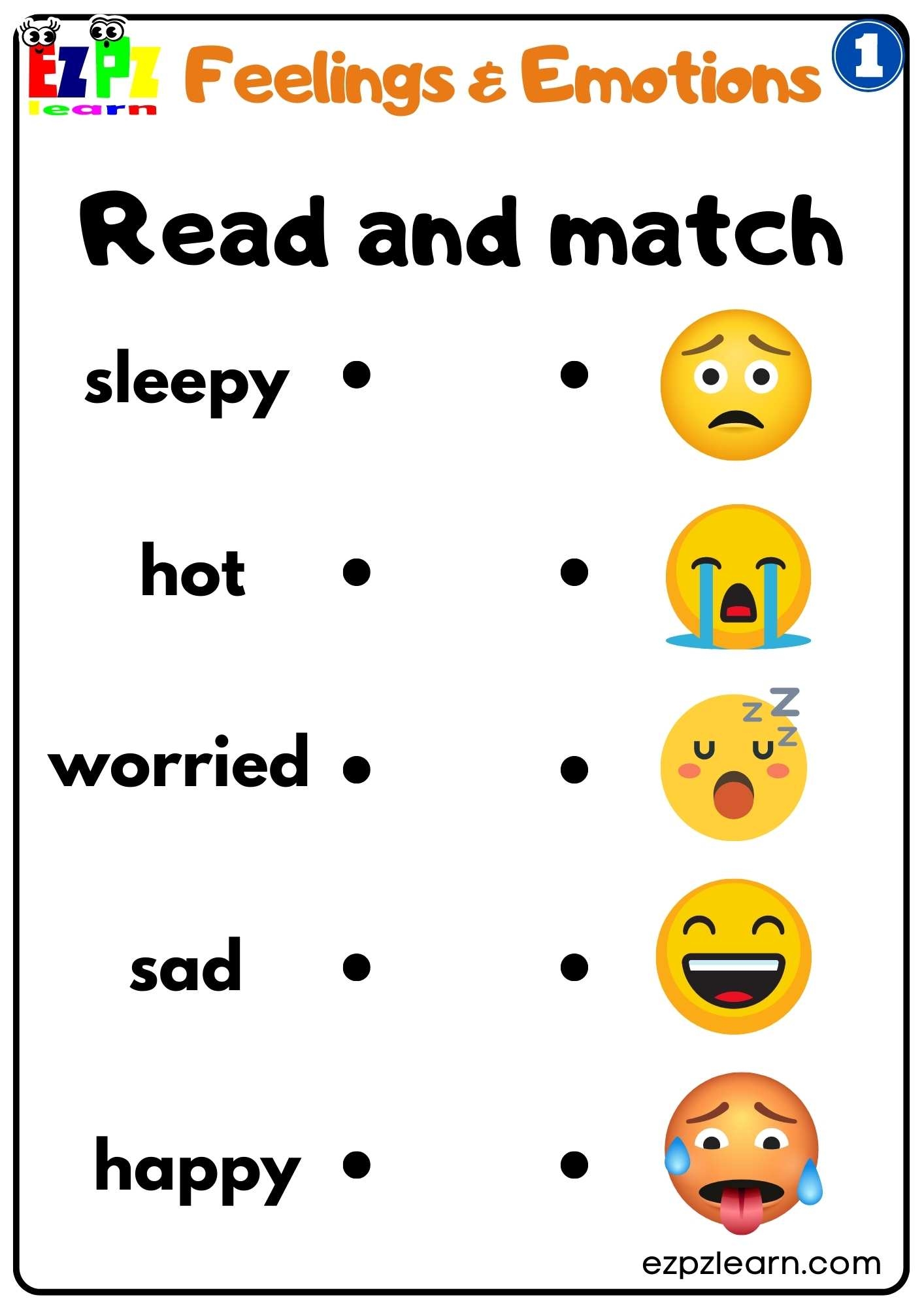 Feelings And Emotions Read And Match Worksheet For Children And ESL Students Free PDF Download Ezpzlearn Feelings And Emotions Read And Match Worksheet For Children And ESL Students Free PDF Download Ezpzlearn