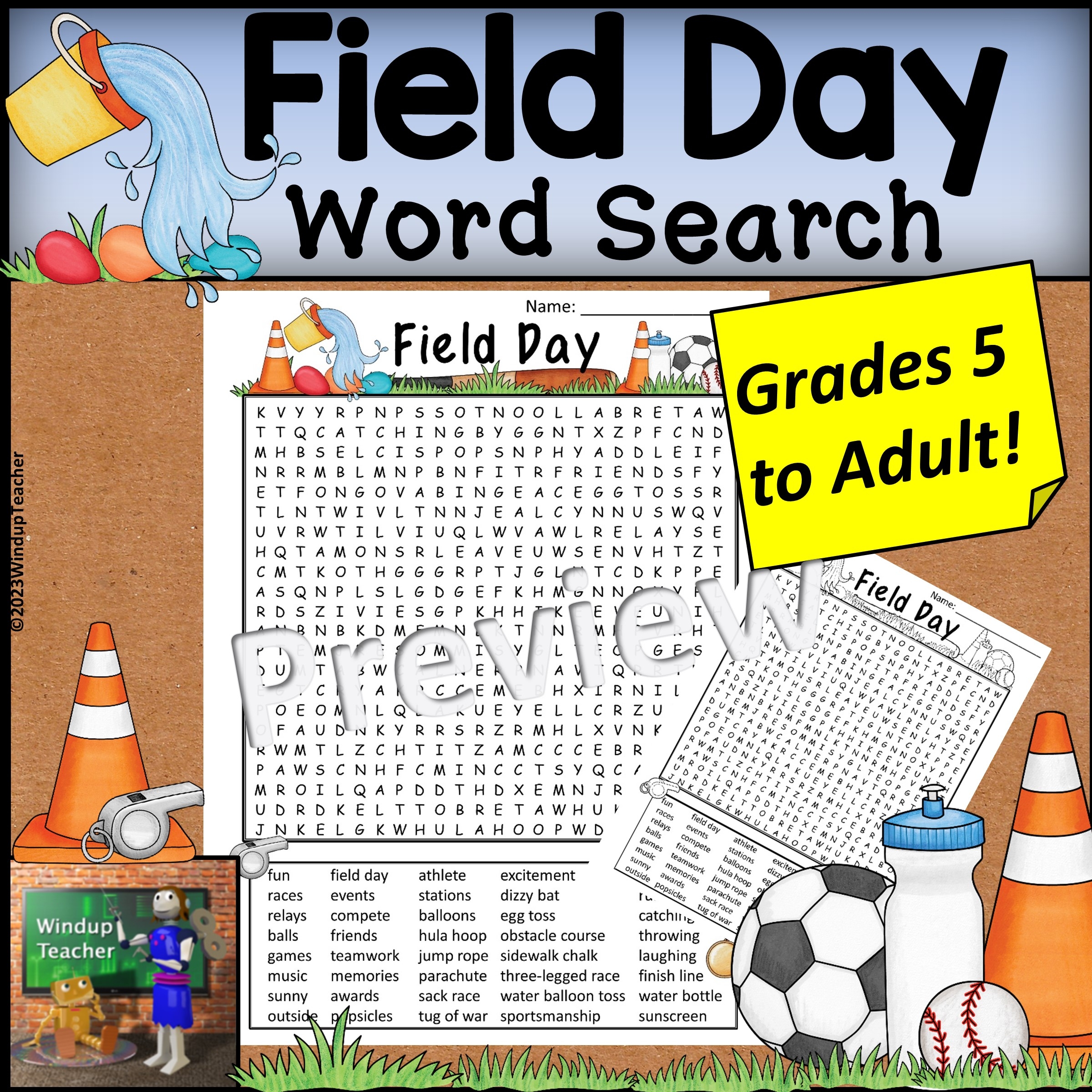 Field Day Word Search Hard Made By Teachers