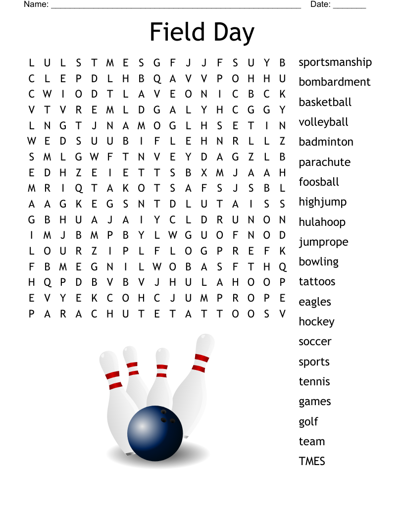 Field Day Word Search WordMint