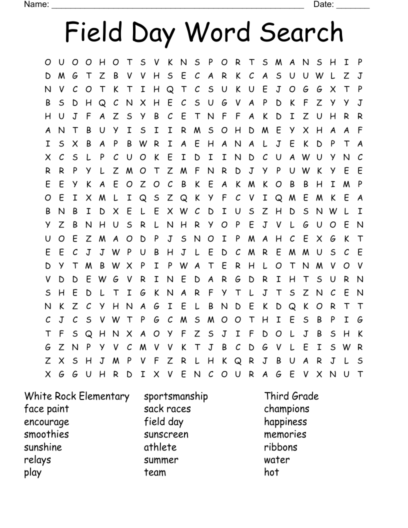 Field Day Word Search