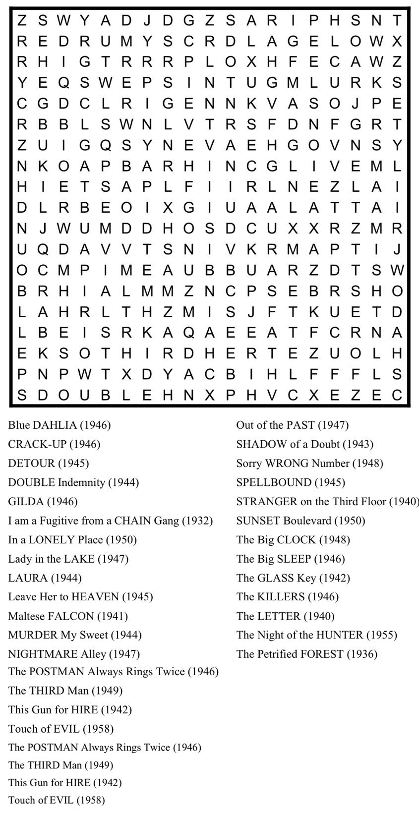 Film Noir Movie Titles Word Search Millie Mack s Blog Film Noir Movie Titles Word Search Millie Mack s Blog