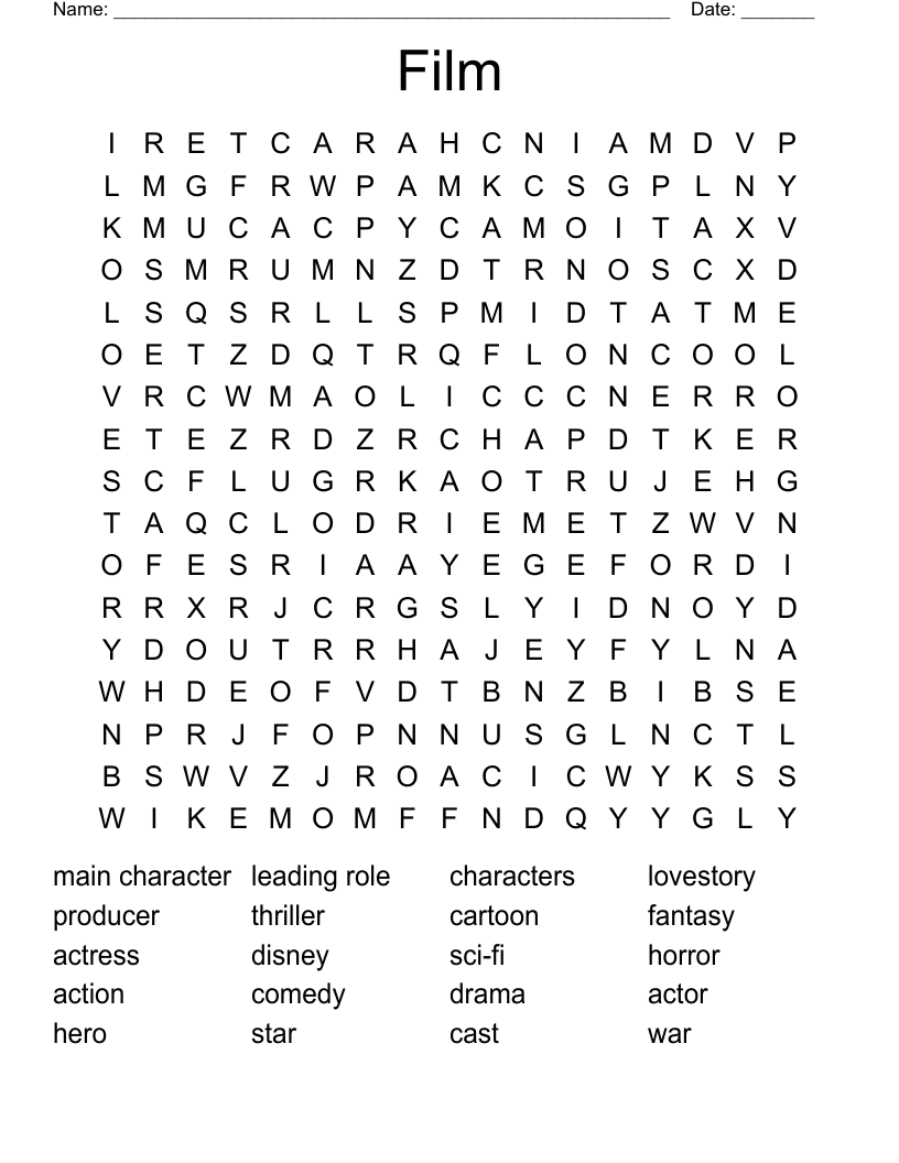 Film Word Search
