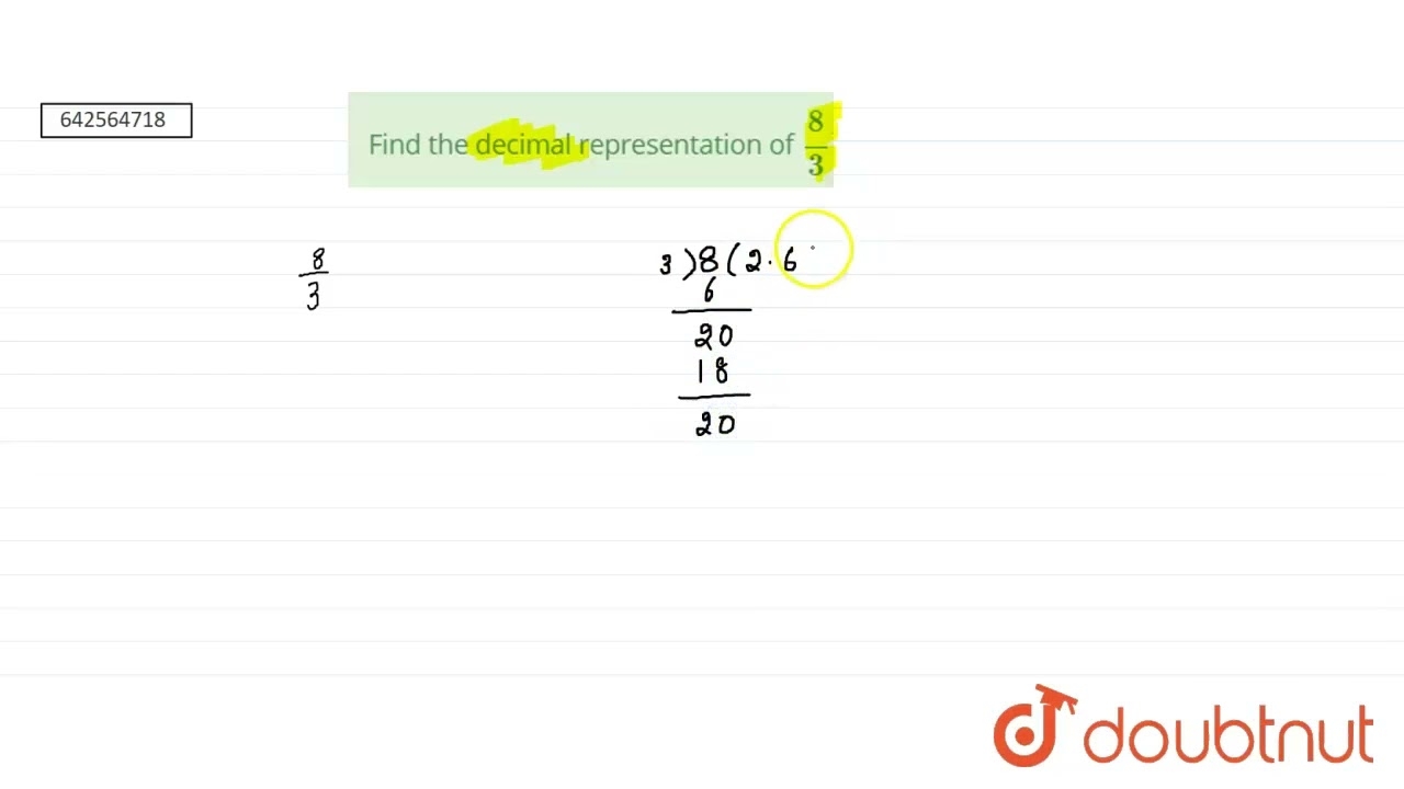 Find The Decimal Representation Of 8 3dot 9 NUMBER SYSTEM MATHS RD SHARMA ENGLISH Doub YouTube