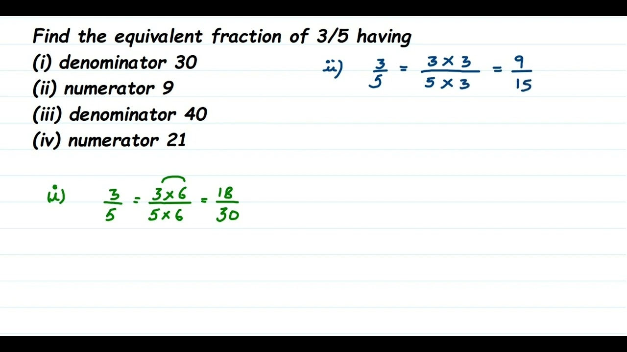 3 equivalent fractions for 3/5