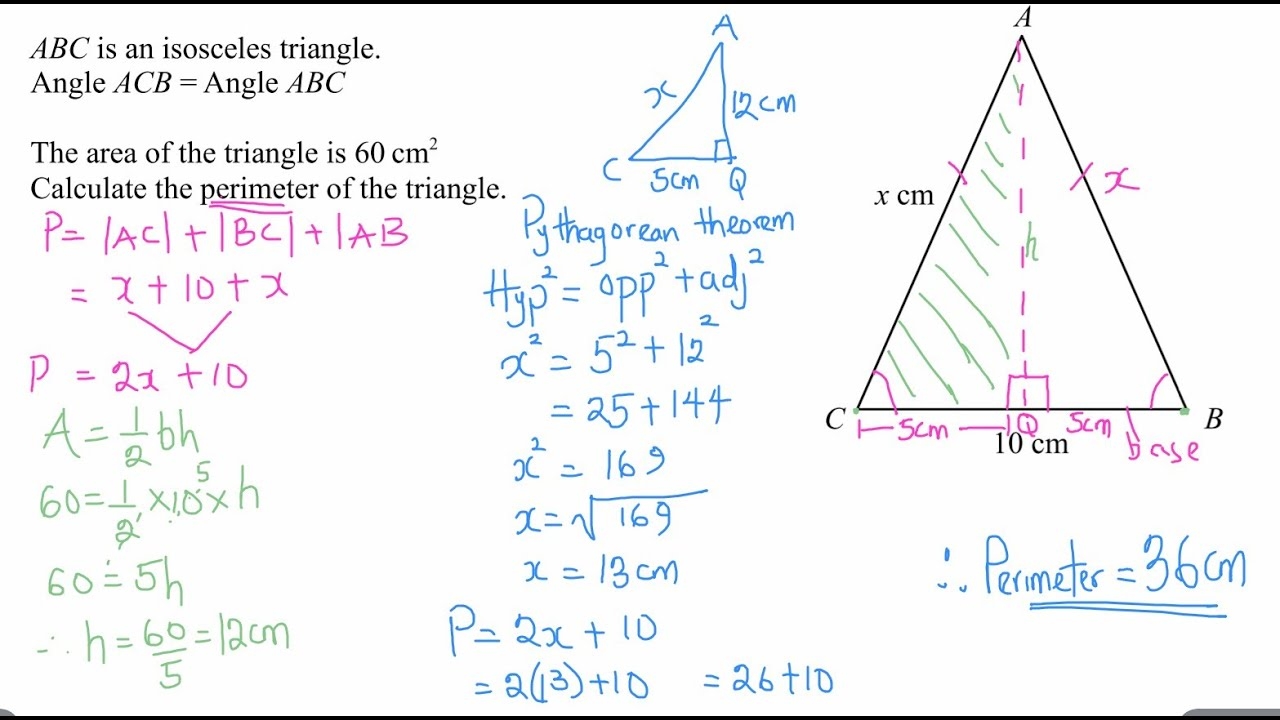Finding An Unknown Side And Perimeter Of An Isosceles Triangle GCSE Geometry K12 YouTube Finding An Unknown Side And Perimeter Of An Isosceles Triangle GCSE Geometry K12 YouTube