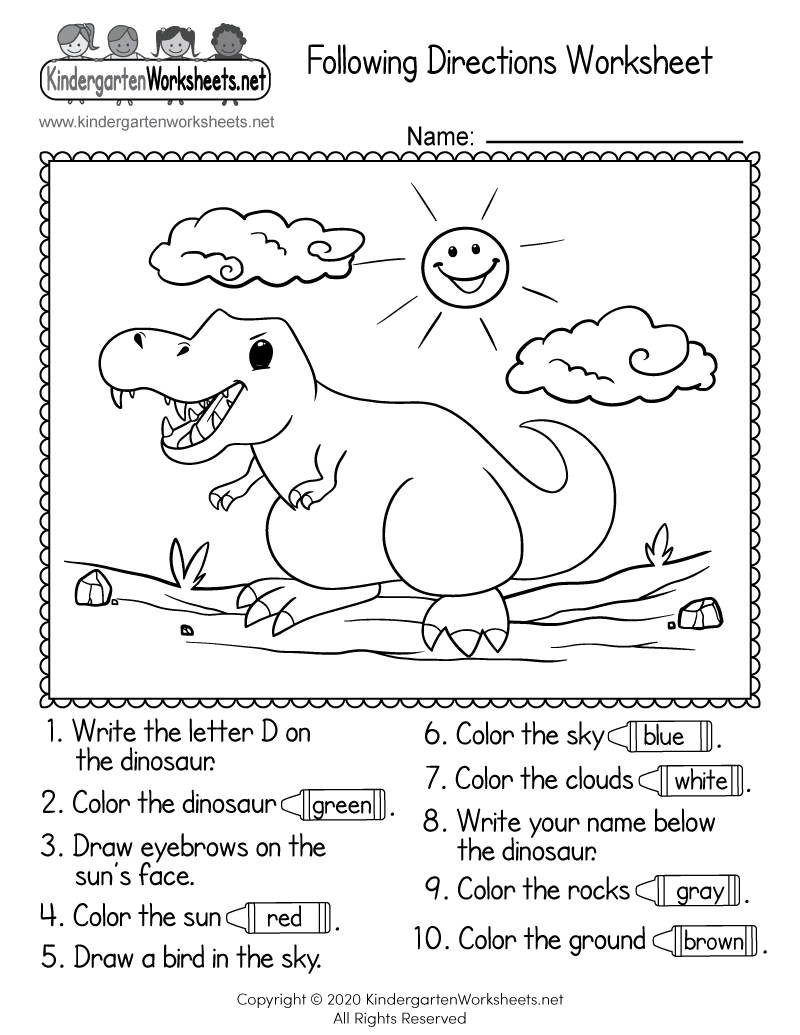 Printable Following Directions Worksheets Pdf