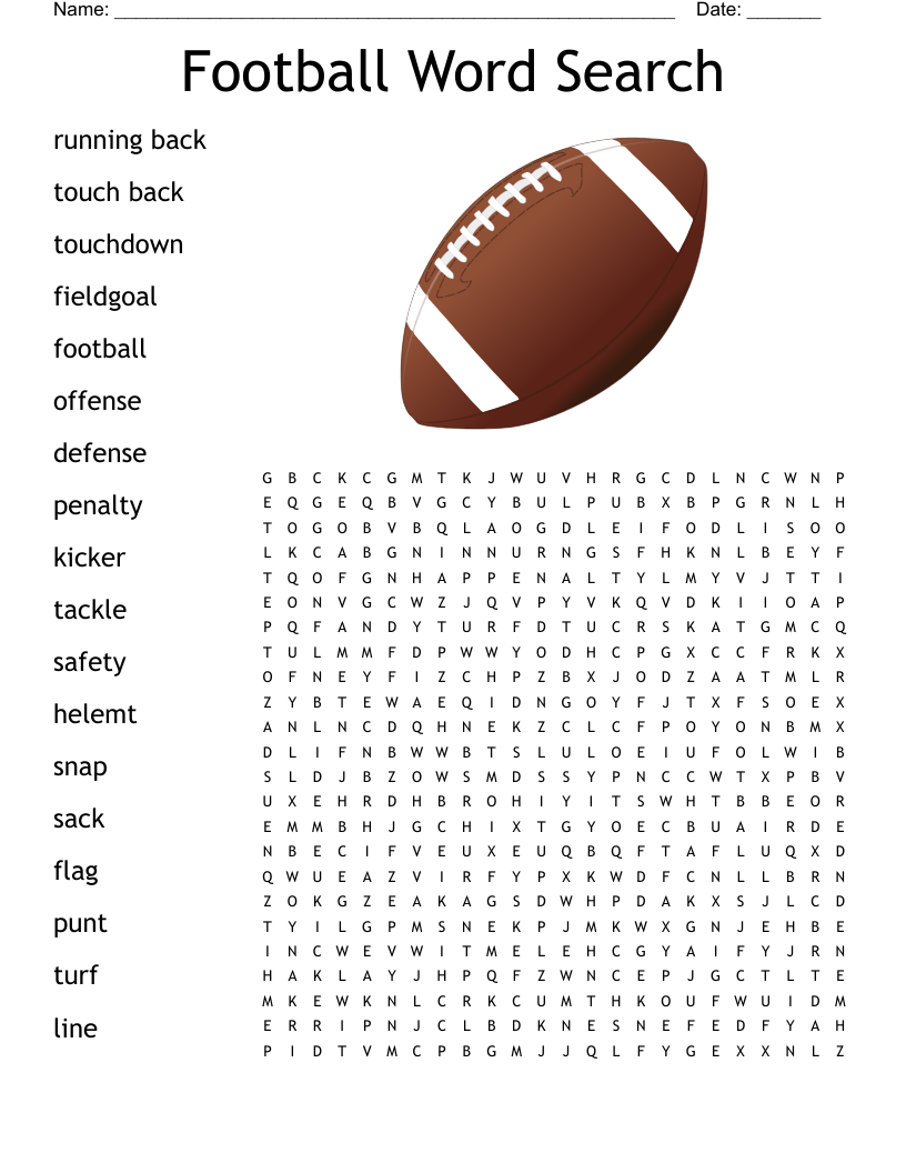 Word Search About Football