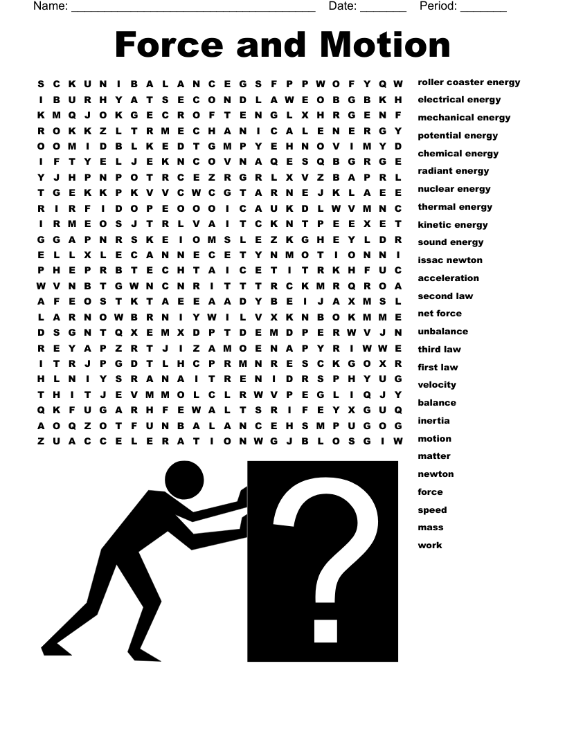 Force And Motion Word Search WordMint Force And Motion Word Search WordMint