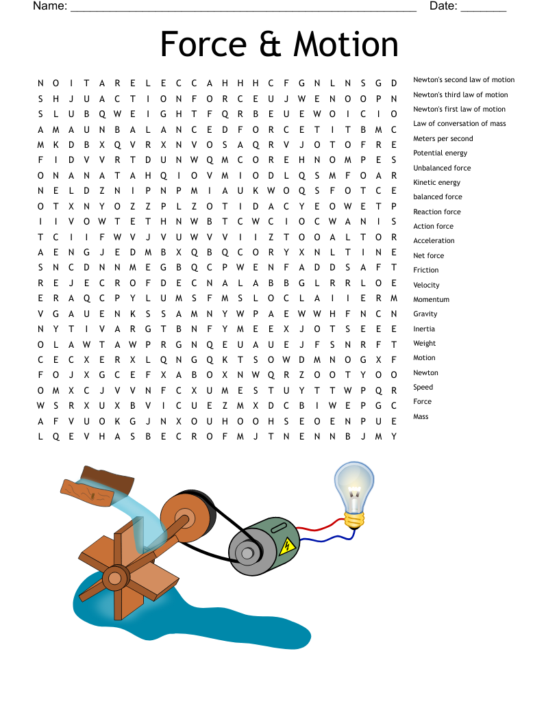 Force And Motion Word Search