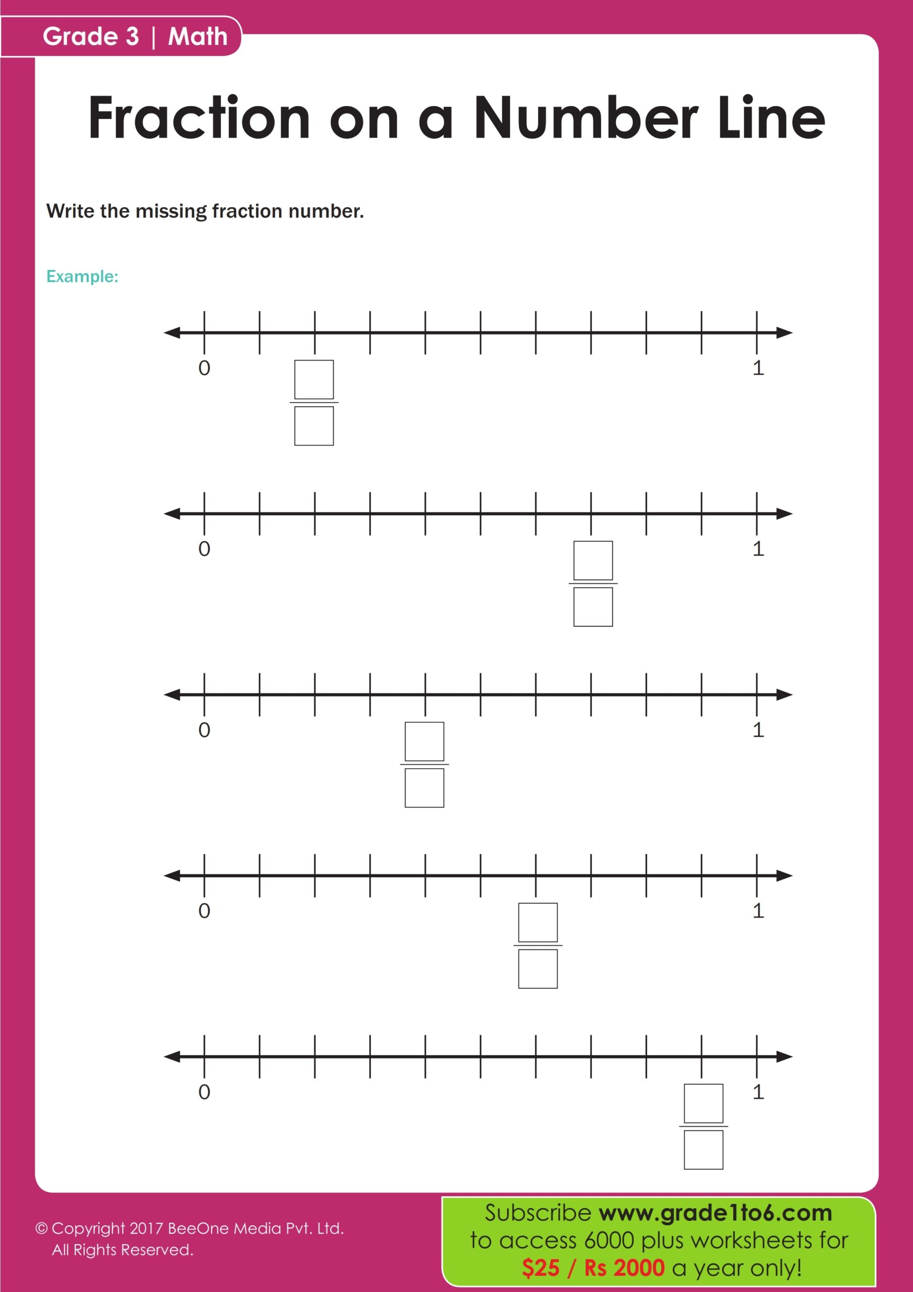 Number Line Fractions Worksheet