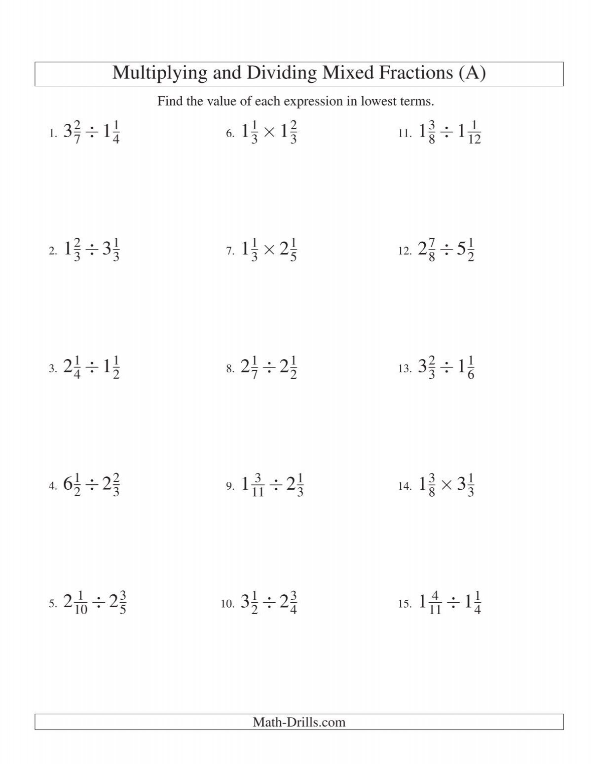 dividing and multiplying fractions