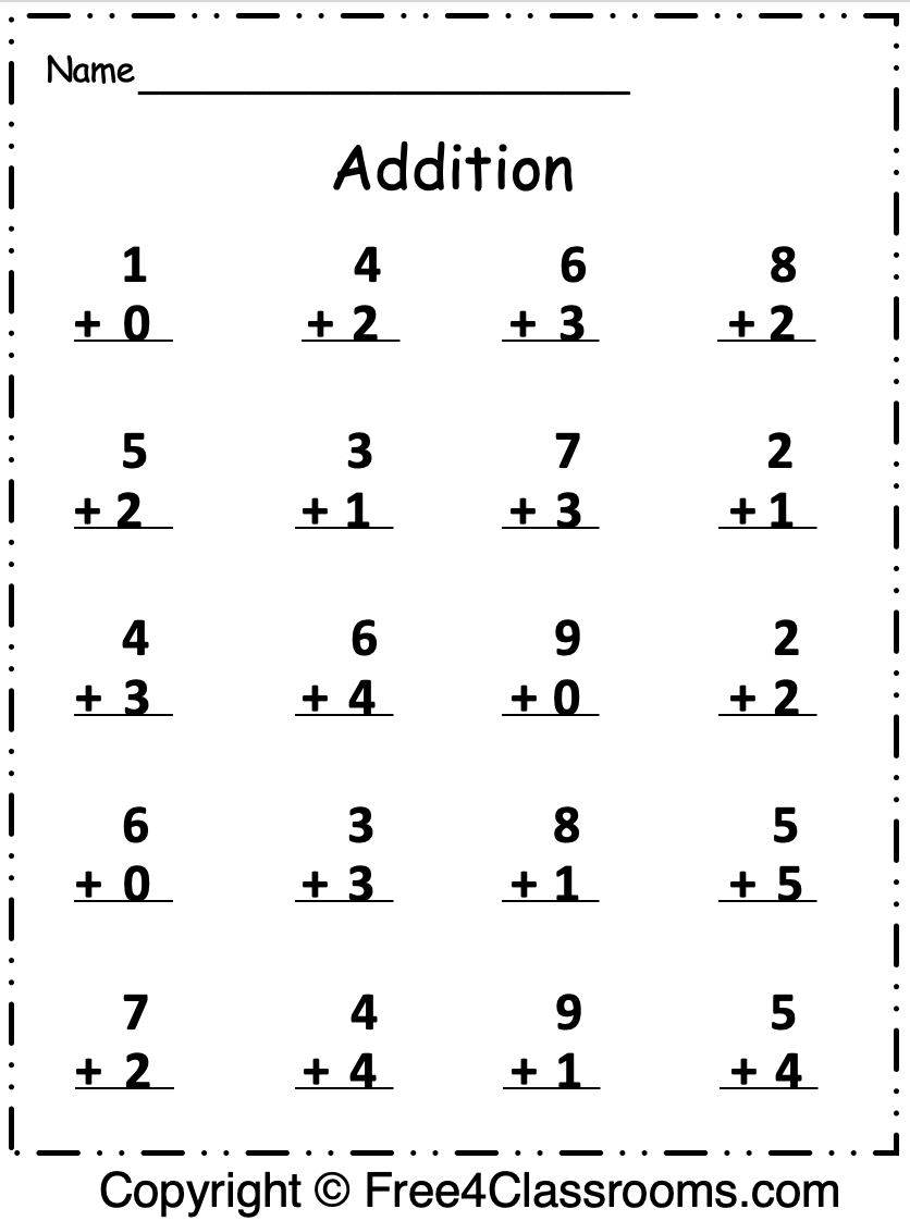 Free 1 Digit To 10 Addition Math Worksheet Free Worksheets Free4Classrooms Free 1 Digit To 10 Addition Math Worksheet Free Worksheets Free4Classrooms