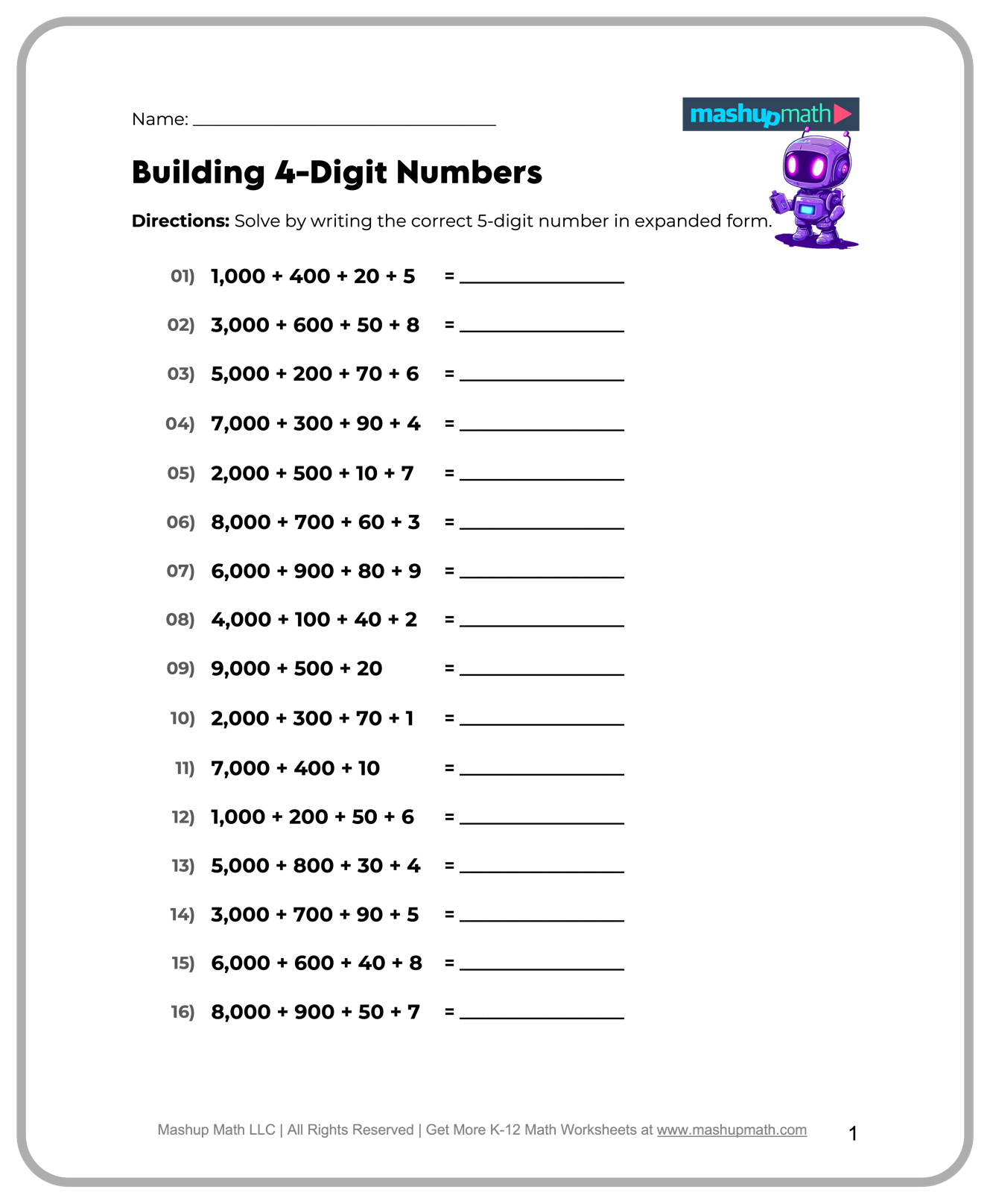 5th Grade Math Worksheets Printable