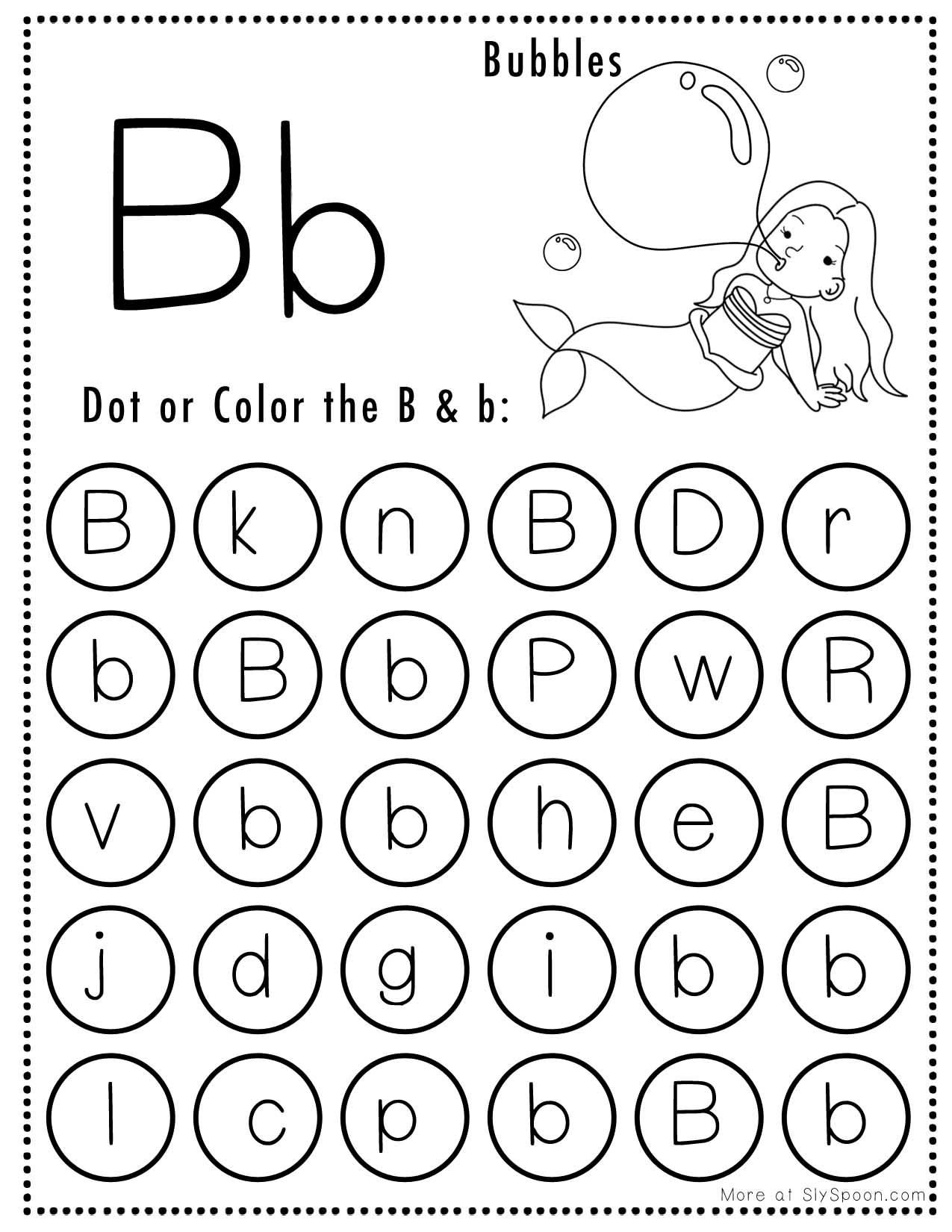 Free Alphabet Do A Dot Printables Worksheets Letter B Mermaid Themed Sly Spoon Free Alphabet Do A Dot Printables Worksheets Letter B Mermaid Themed Sly Spoon