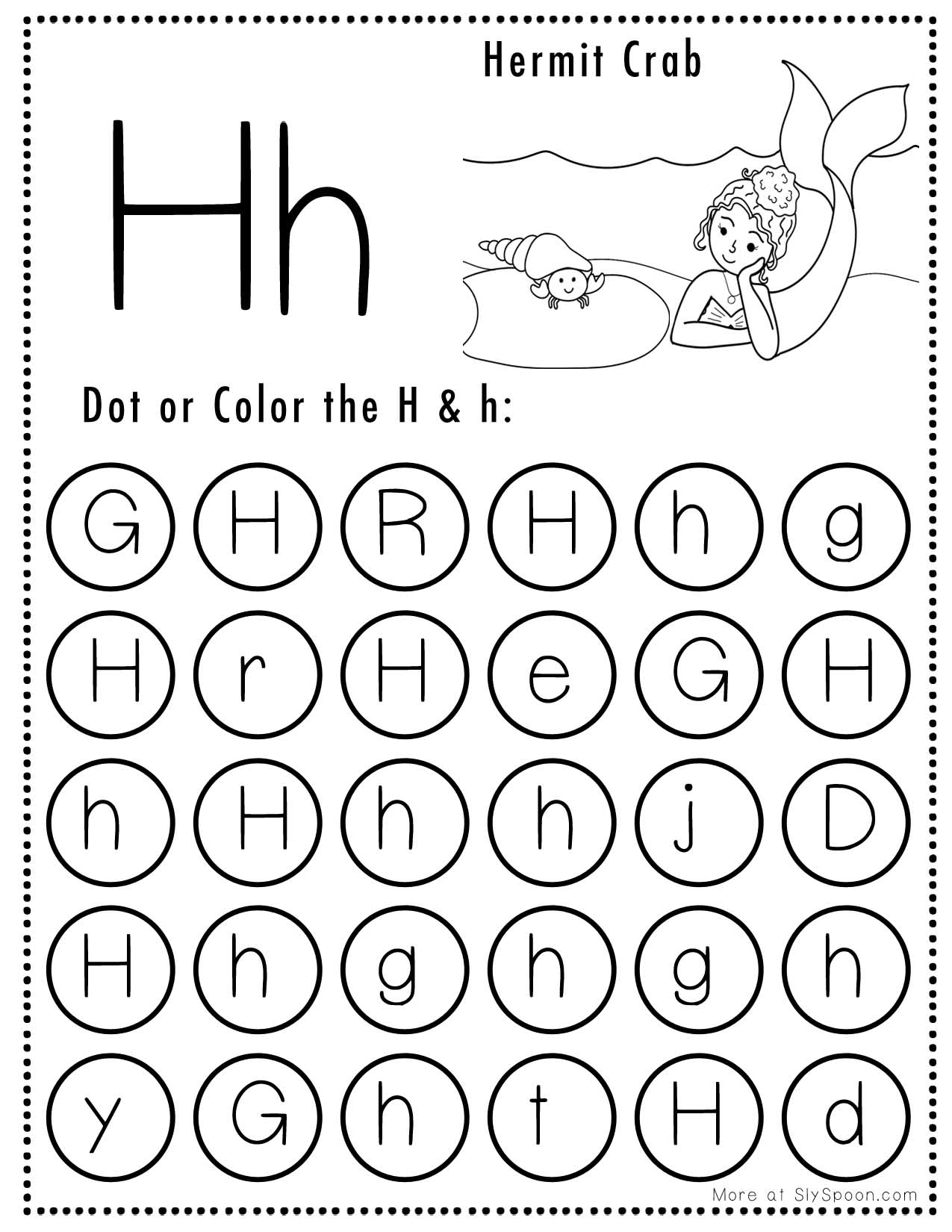 Free Alphabet Do A Dot Printables Worksheets Letter H Mermaid Themed Sly Spoon Free Alphabet Do A Dot Printables Worksheets Letter H Mermaid Themed Sly Spoon