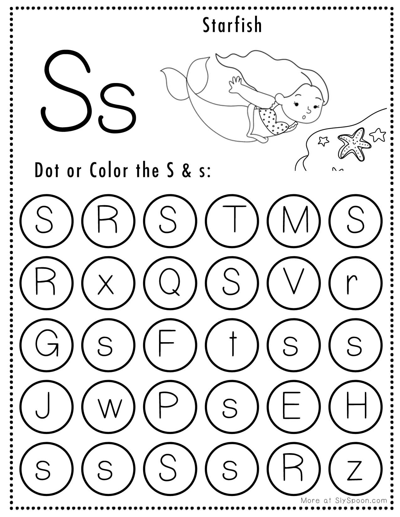 Free Alphabet Do A Dot Printables Worksheets Letter S Mermaid Themed Sly Spoon Free Alphabet Do A Dot Printables Worksheets Letter S Mermaid Themed Sly Spoon