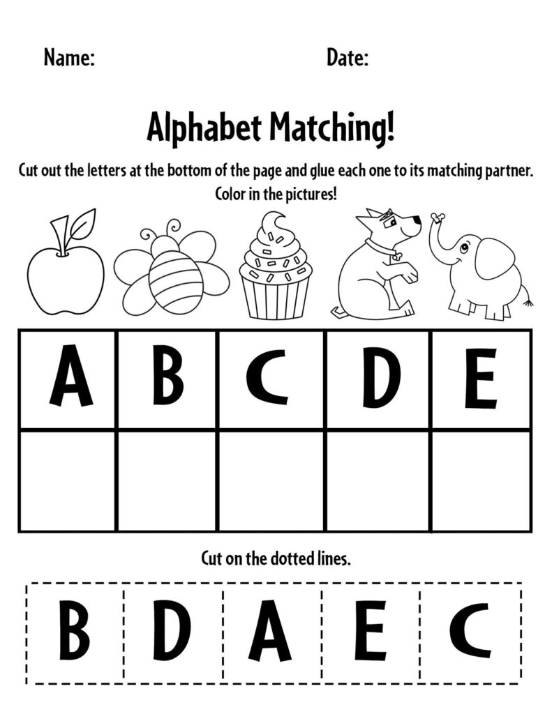 Free Printable Letter Matching Worksheets