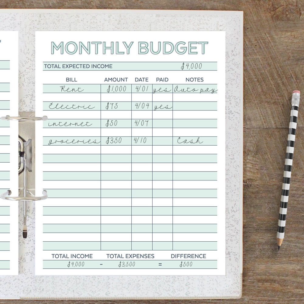 FREE Beginner Printable Budget Worksheet Savor Savvy