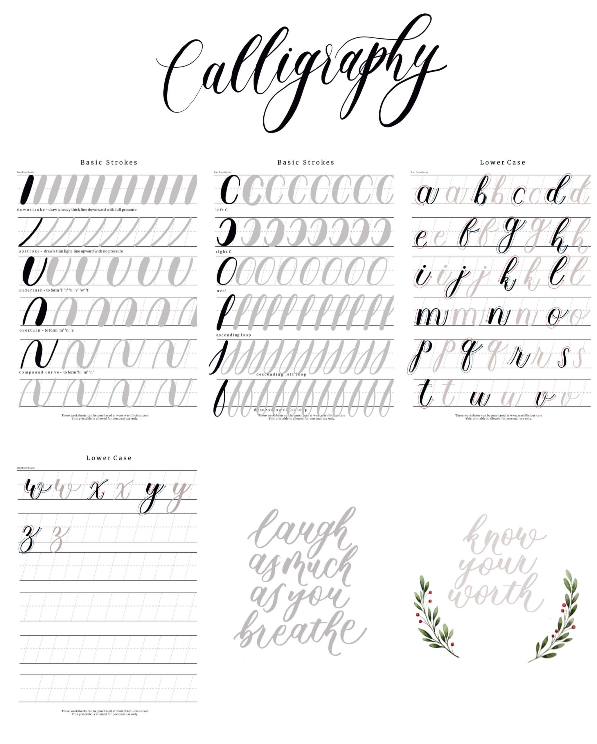 Free Brush Calligraphy Practice Worksheets Downloads