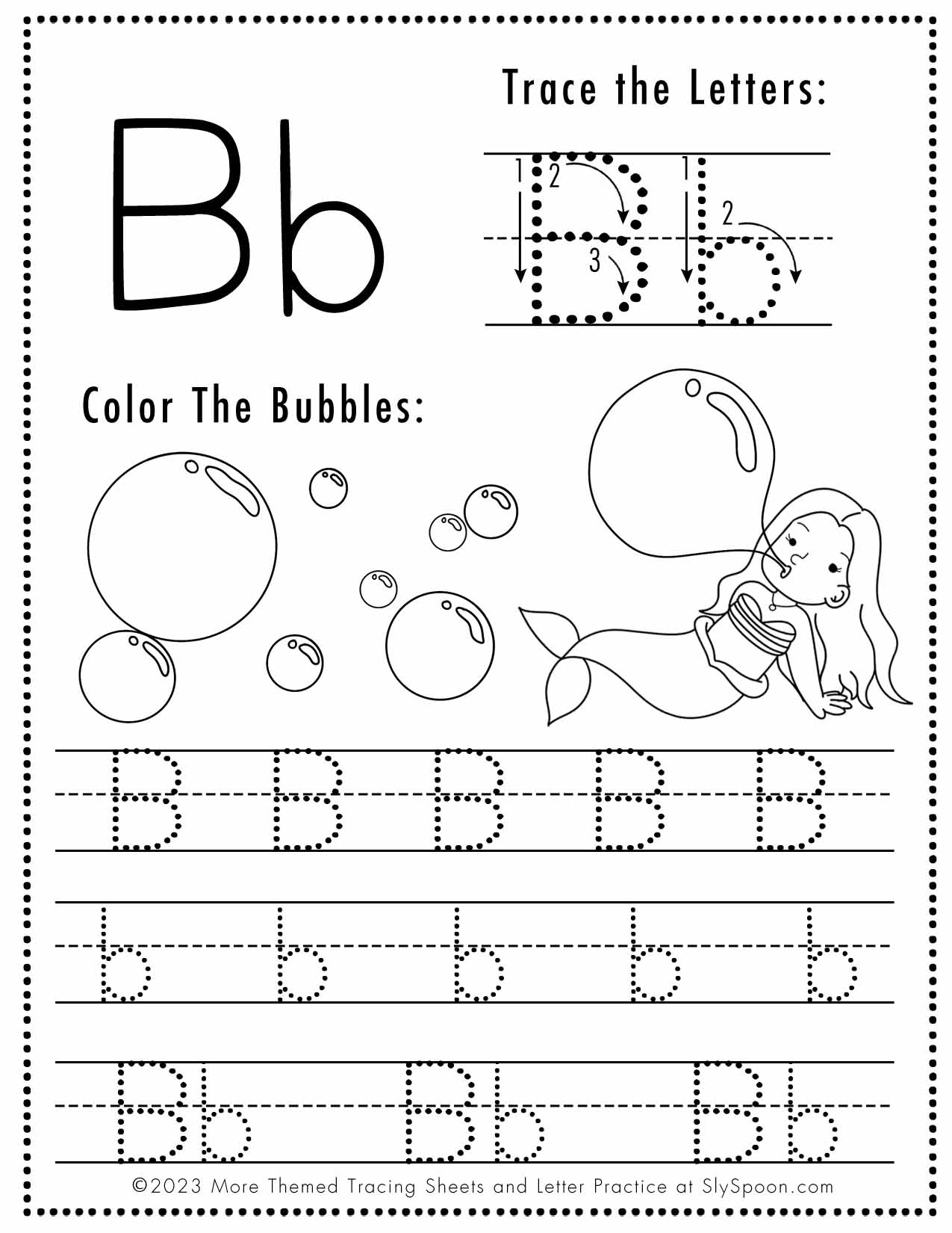 Free Letter B Tracing Worksheets Sly Spoon